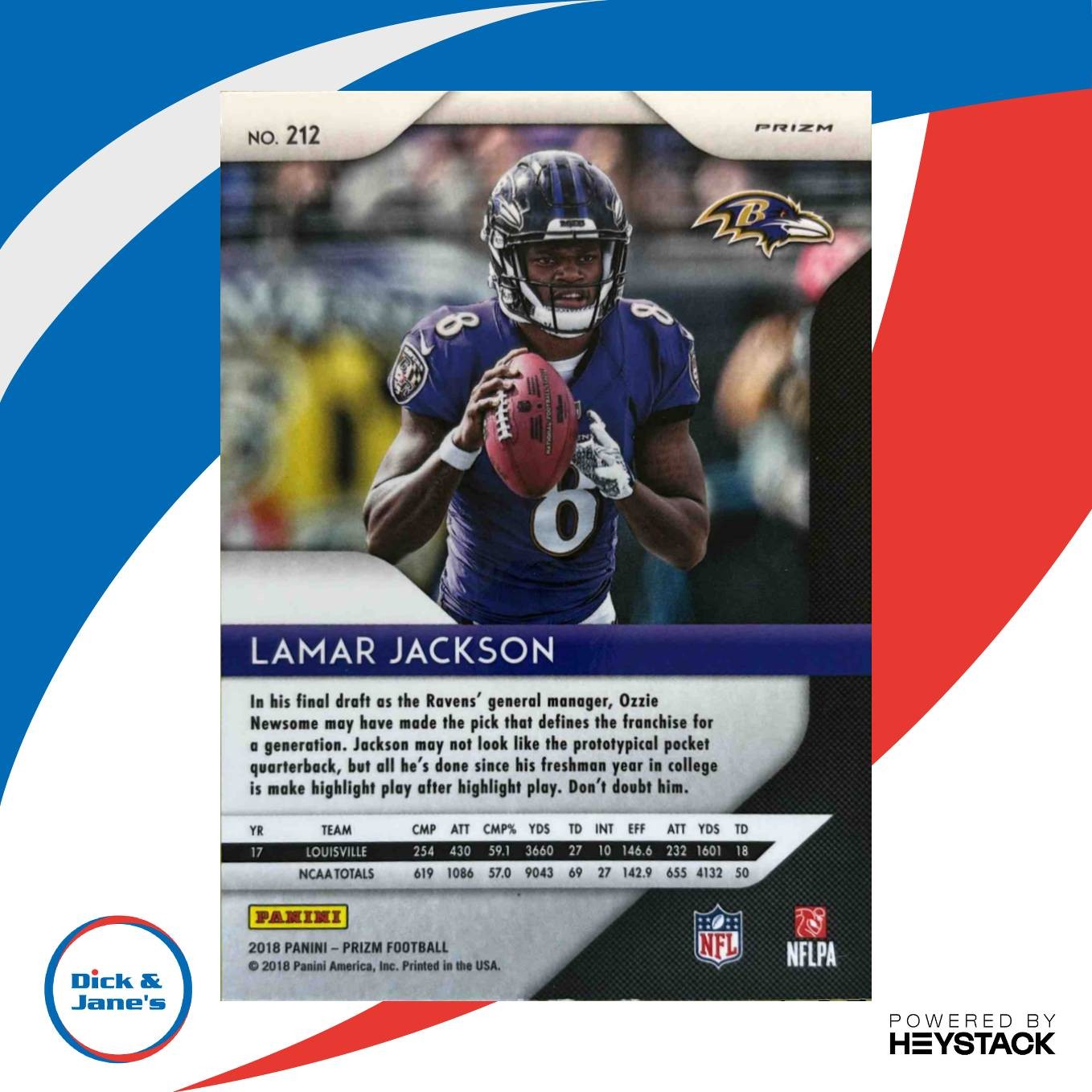 2018 Panini Prizm Lamar Jackson Pink #212 RC Baltimore Ravens - Sports Cards