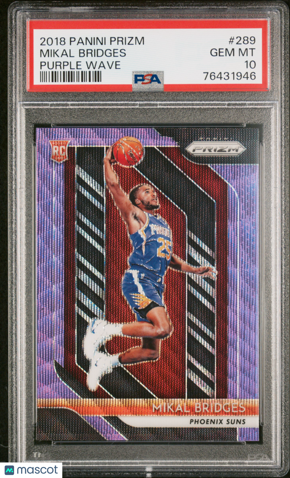 2018 Panini Prizm Mikal Bridges Purple Wave #289 PSA 10 - Graded Sports Cards