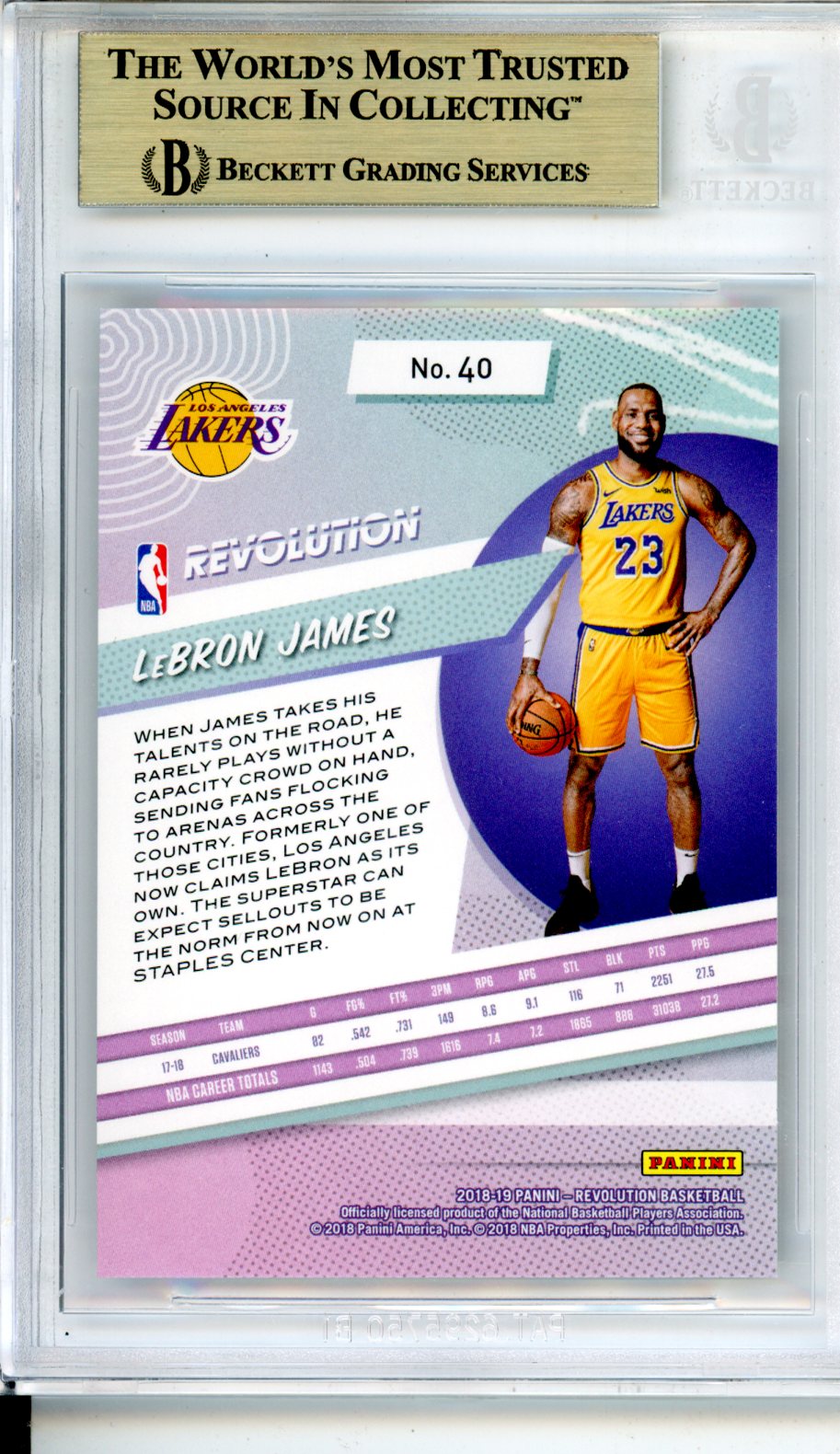 2018 Panini Revolution LeBron James #40 BGS 9.5 GEM MINT LA Lakers - Graded Sports Cards
