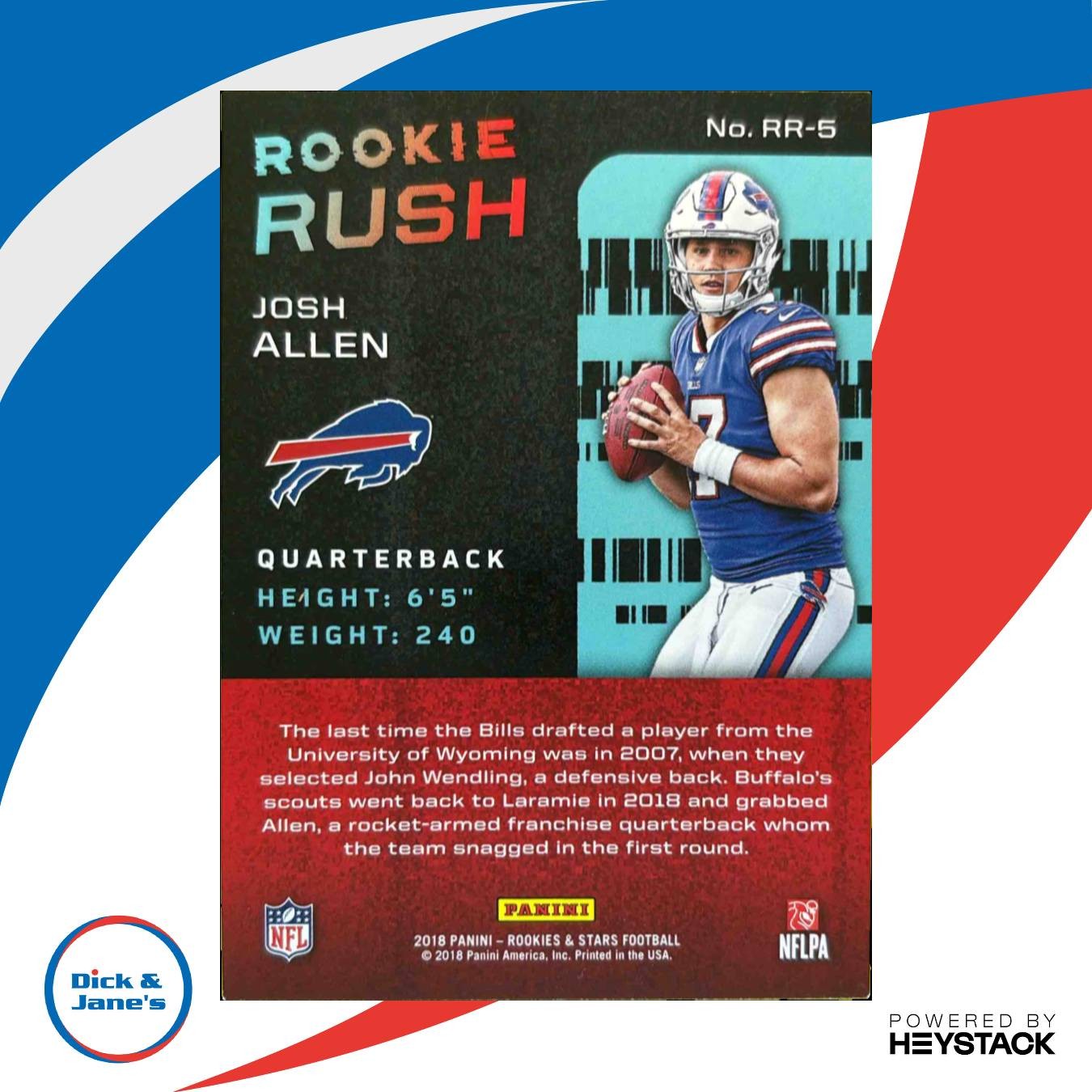 2018 Panini Rookies & Stars Josh Allen Rush #RR-5 RC Buffalo Bills - Sports Cards
