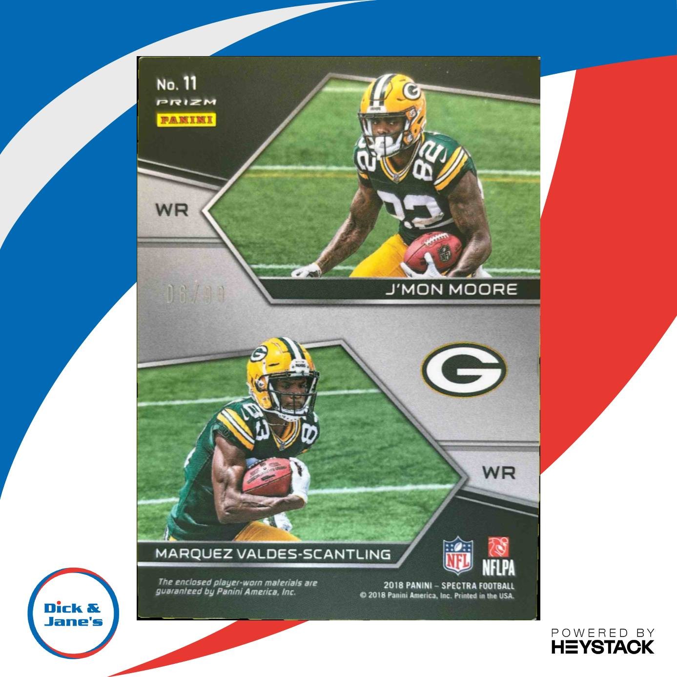 2018 Spectra J Mon Moore Marquez Valdes-Scantling Synced Swatches 6/99 Packers - Sports Cards