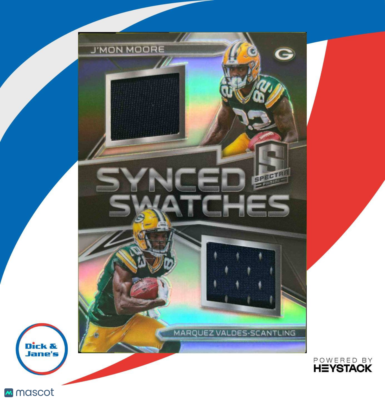 2018 Spectra J Mon Moore Marquez Valdes-Scantling Synced Swatches 6/99 Packers - Sports Cards