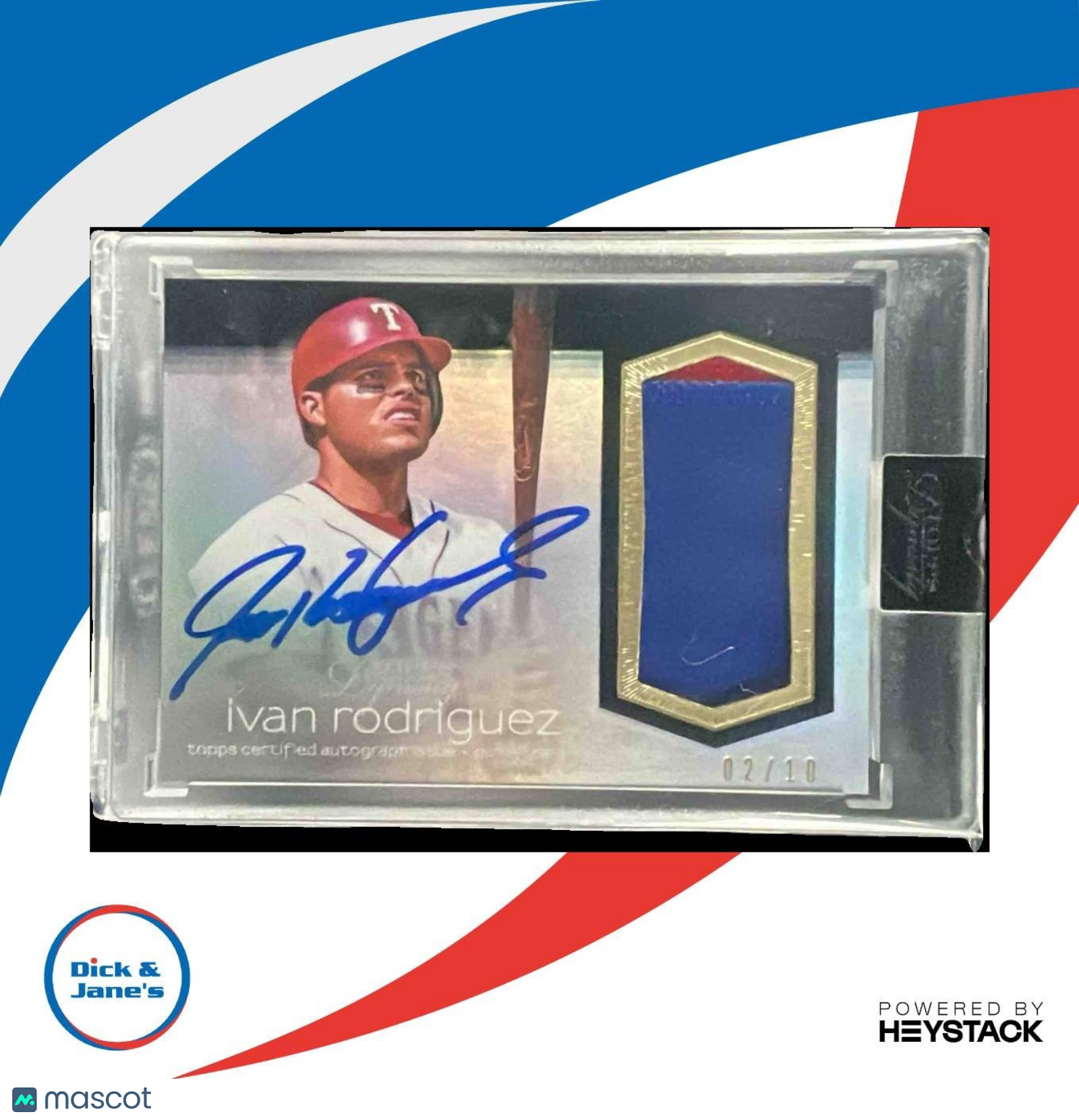 2018 Topps Dynasty Ivan Rodriguez Auto Patch 2/10 #AP-IR2 Texas Rangers - Sports Cards