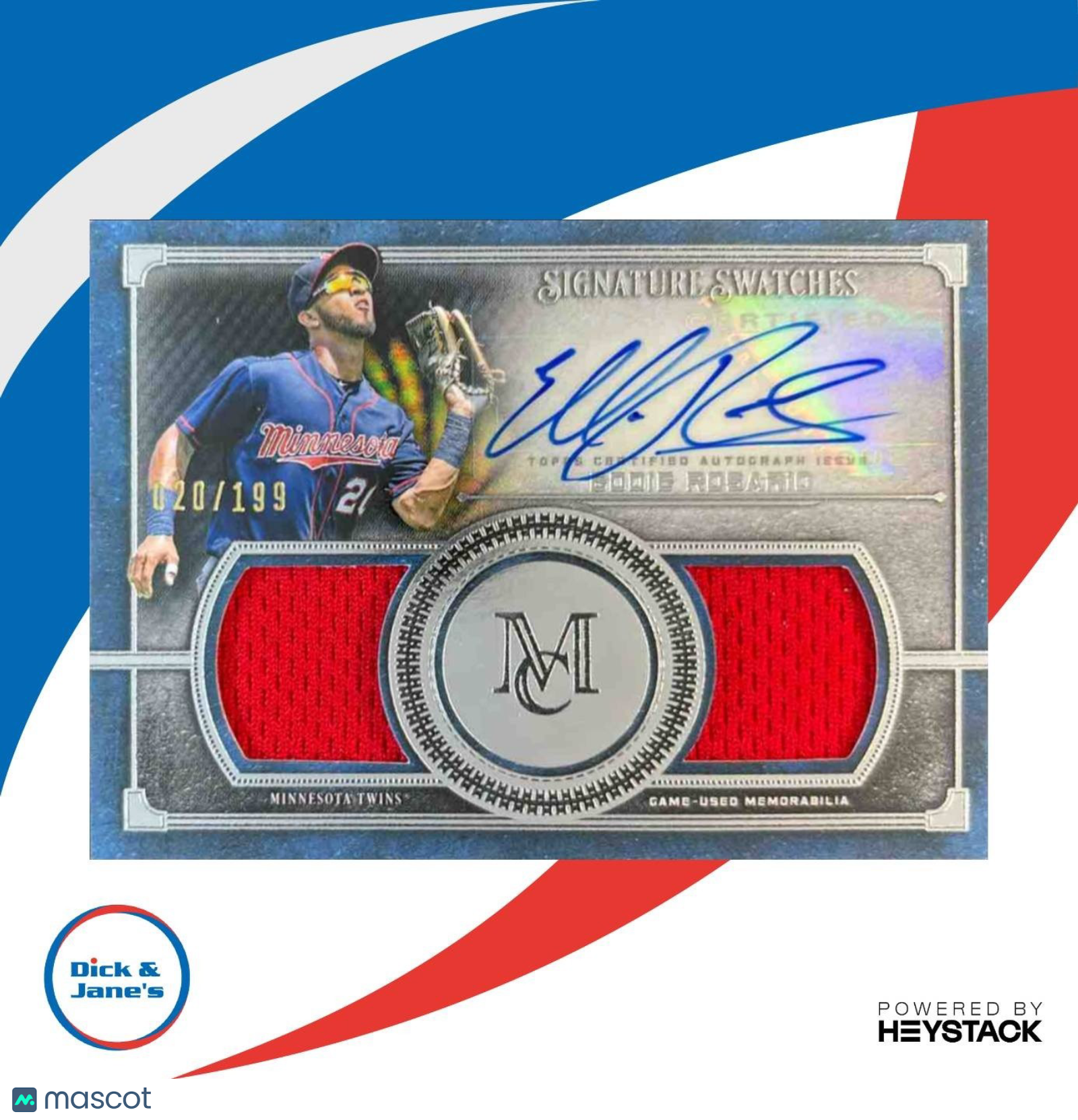 2018 Topps Museum Collection Eddie Rosario Signature Swatches Dual /199 Twins - Sports Cards