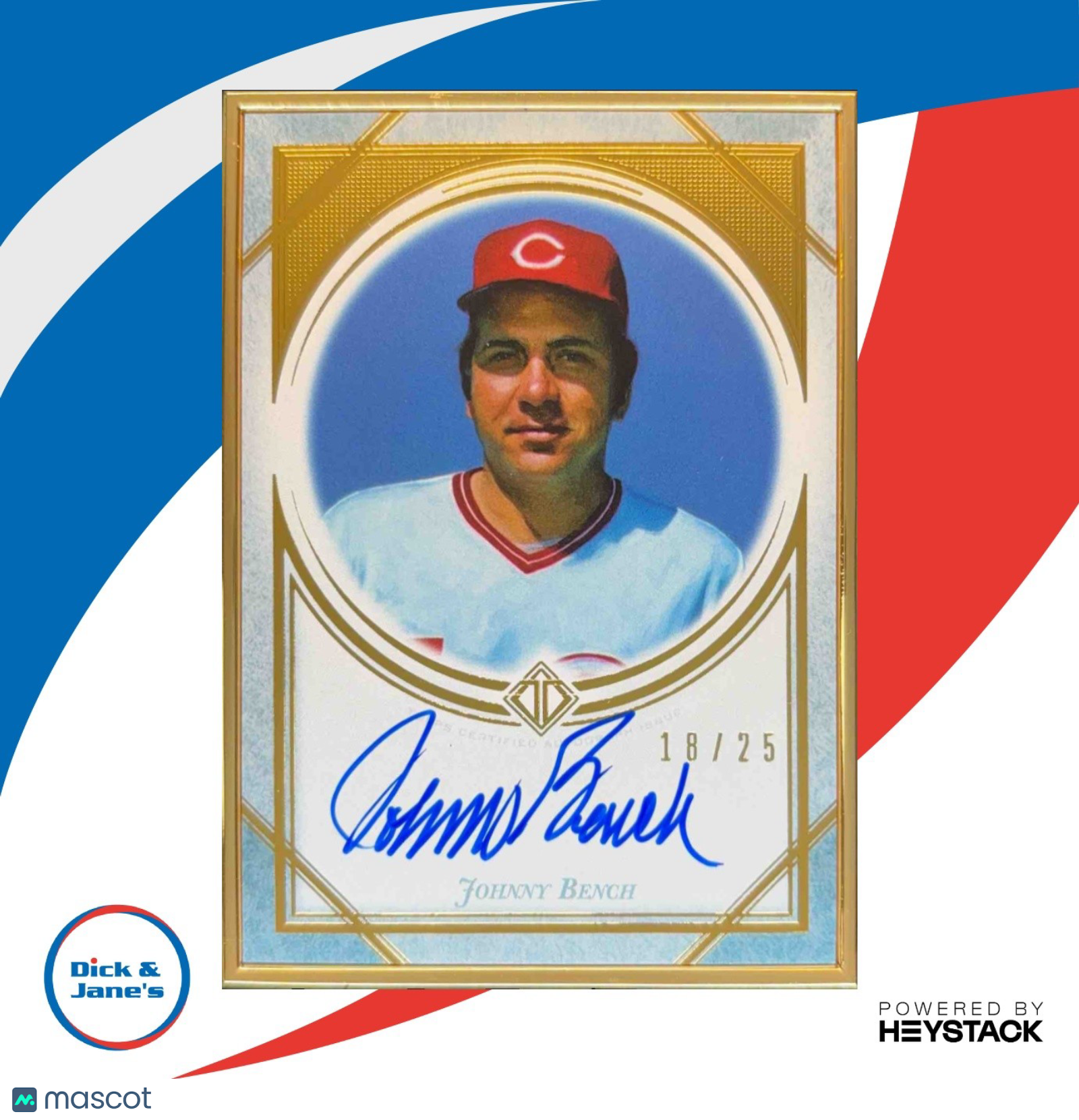 2018 Topps Transcendent Collection Johnny Bench Auto 18/25 Cincinnati Reds - Sports Cards