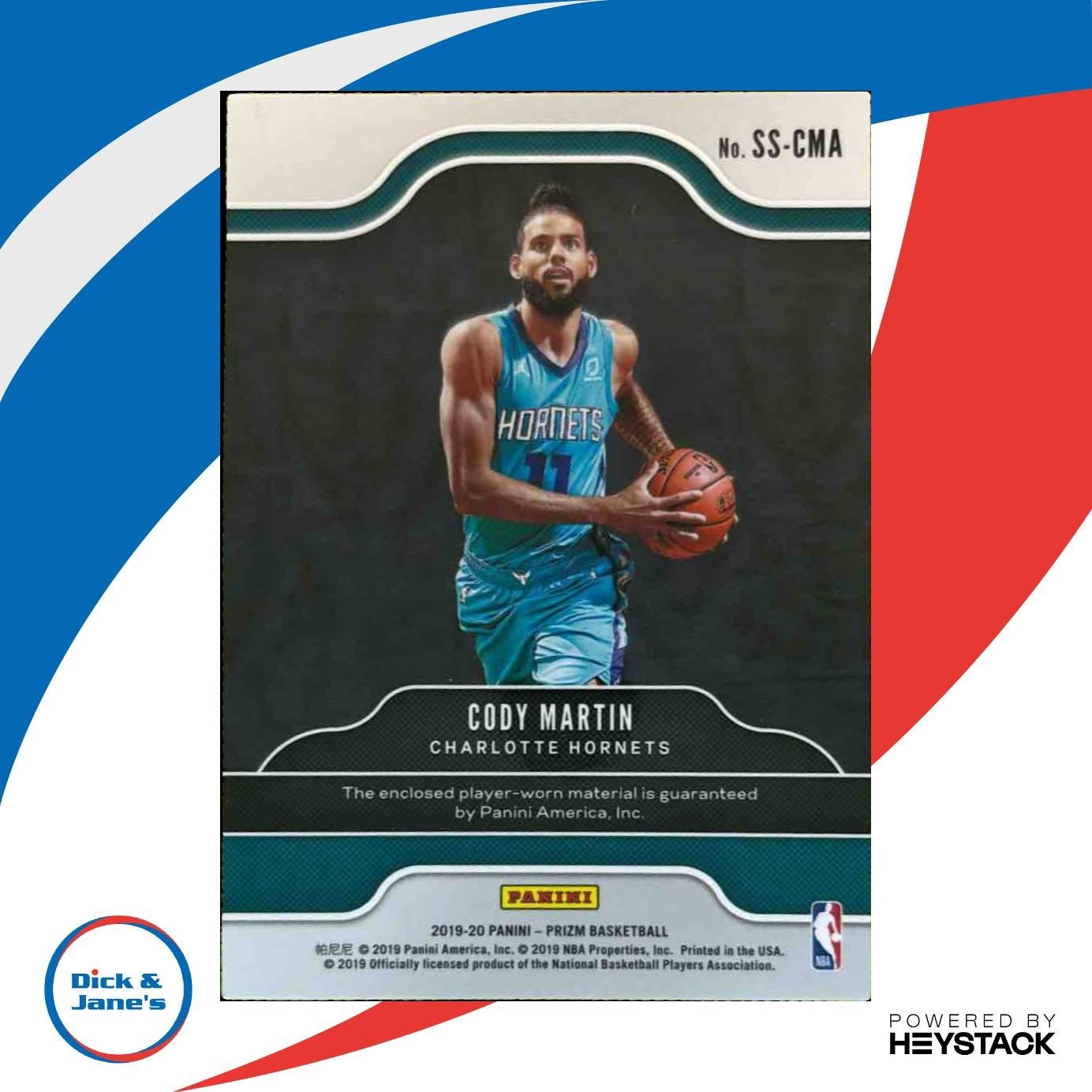 2019-20 Panini Prizm Cody Martin Sensational Swatches MEM RC Charlotte Hornets - Sports Cards