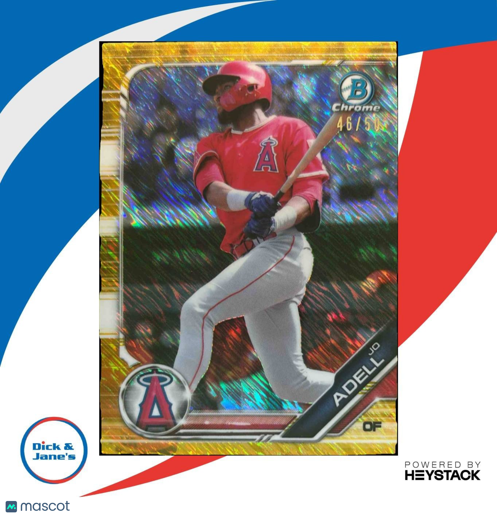 2019 Bowman Chrome Jo Adell Prospects Gold Shimmer /50 #BCP-250 Angels - Sports Cards