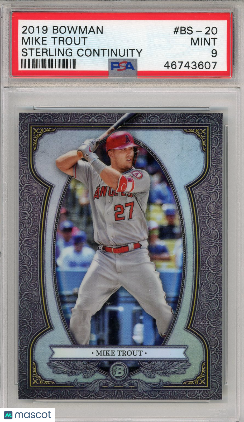 2019 Bowman Sterling Continuity Mike Trout Mint #BS-20 PSA 9 Los Angeles Angels - Graded Sports Cards