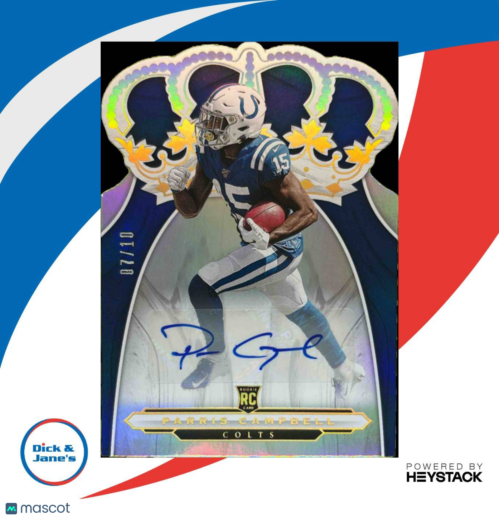 2019 Chronicles Parris Campbell Crown Royale Rookie Auto Gold 07/10 #CR-17 Colts - Sports Cards