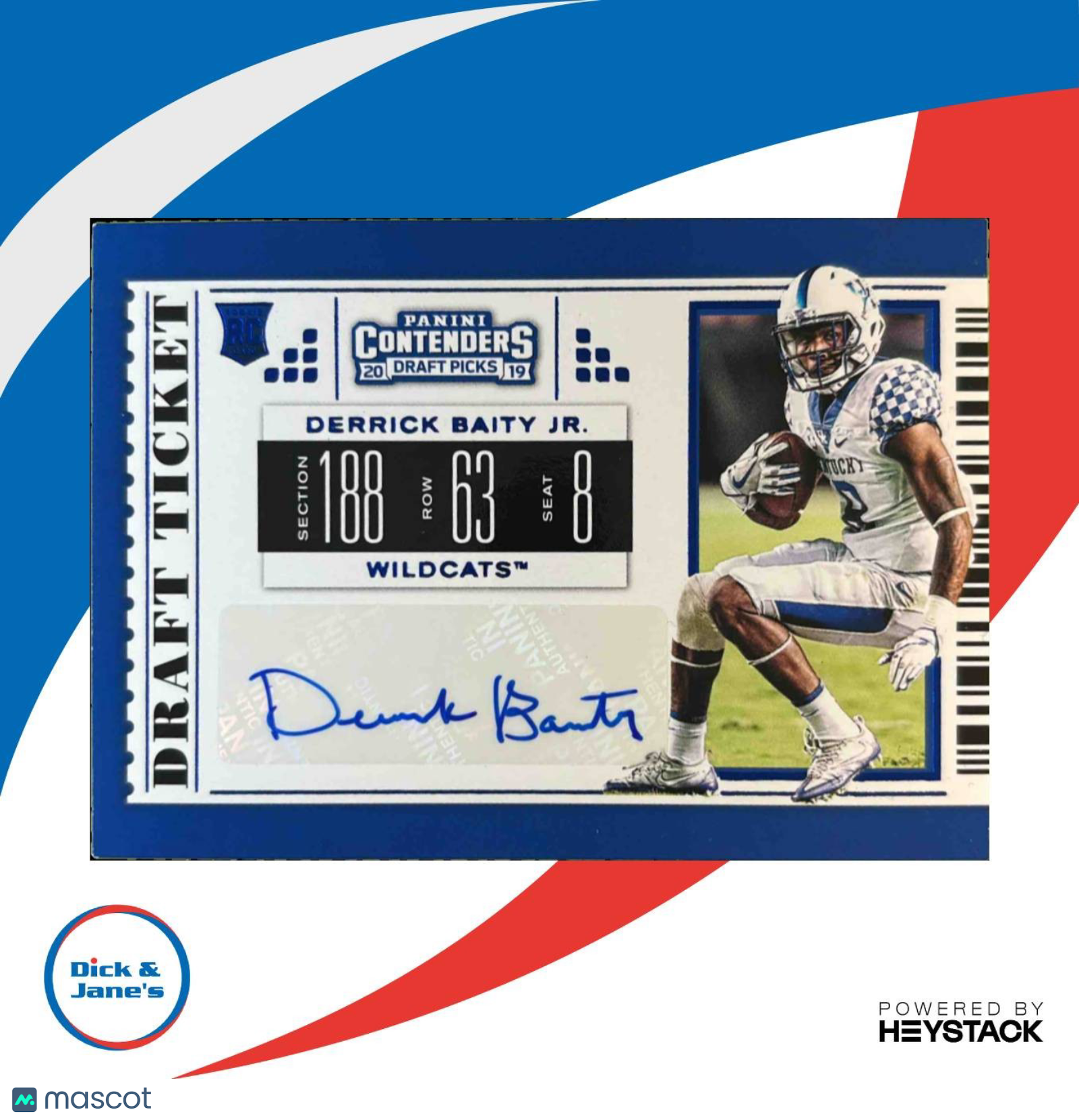2019 Contenders Draft Picks Collegiate Derrick Baity Jr. #249 RC Auto Wildcats - Sports Cards