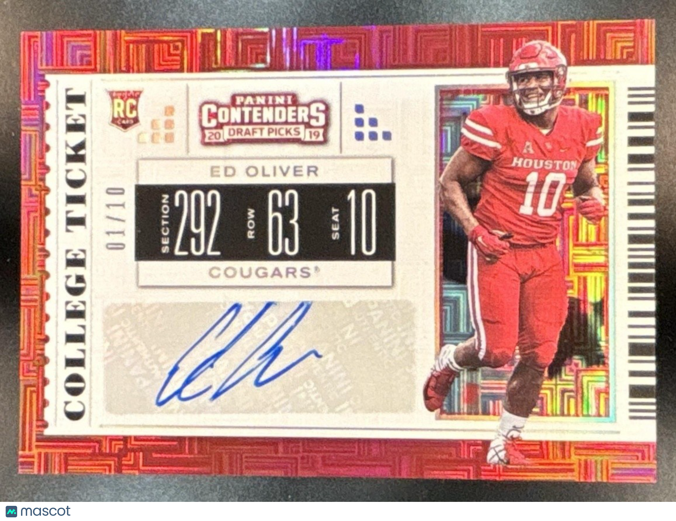 2019 Contenders Draft Picks Collegiate Ed Oliver Building Blocks /10 RC Auto - Sports Cards