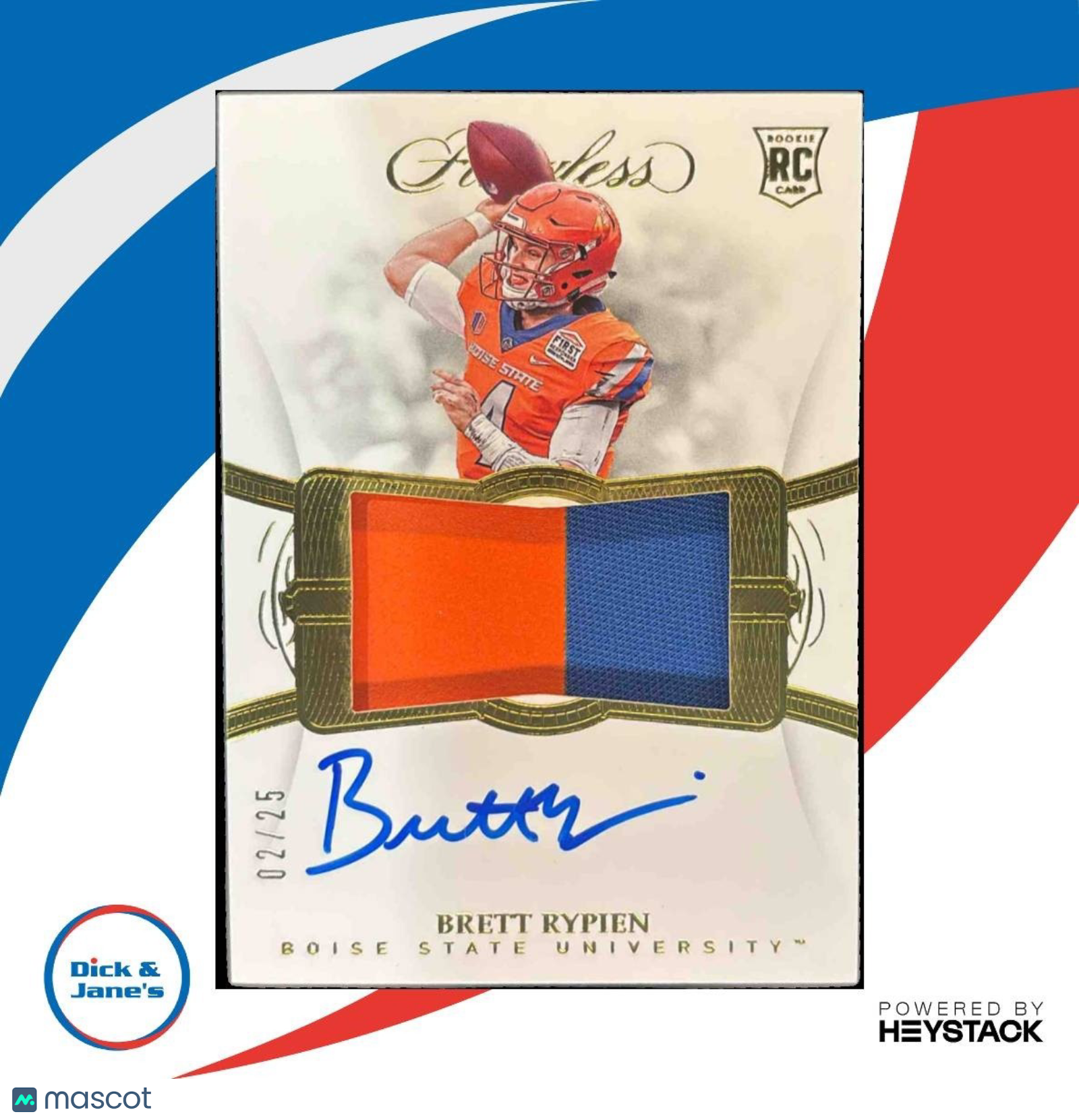 2019 Immaculate Collection College Brett Rypien Gold Patch Auto /25 Broncos - Sports Cards