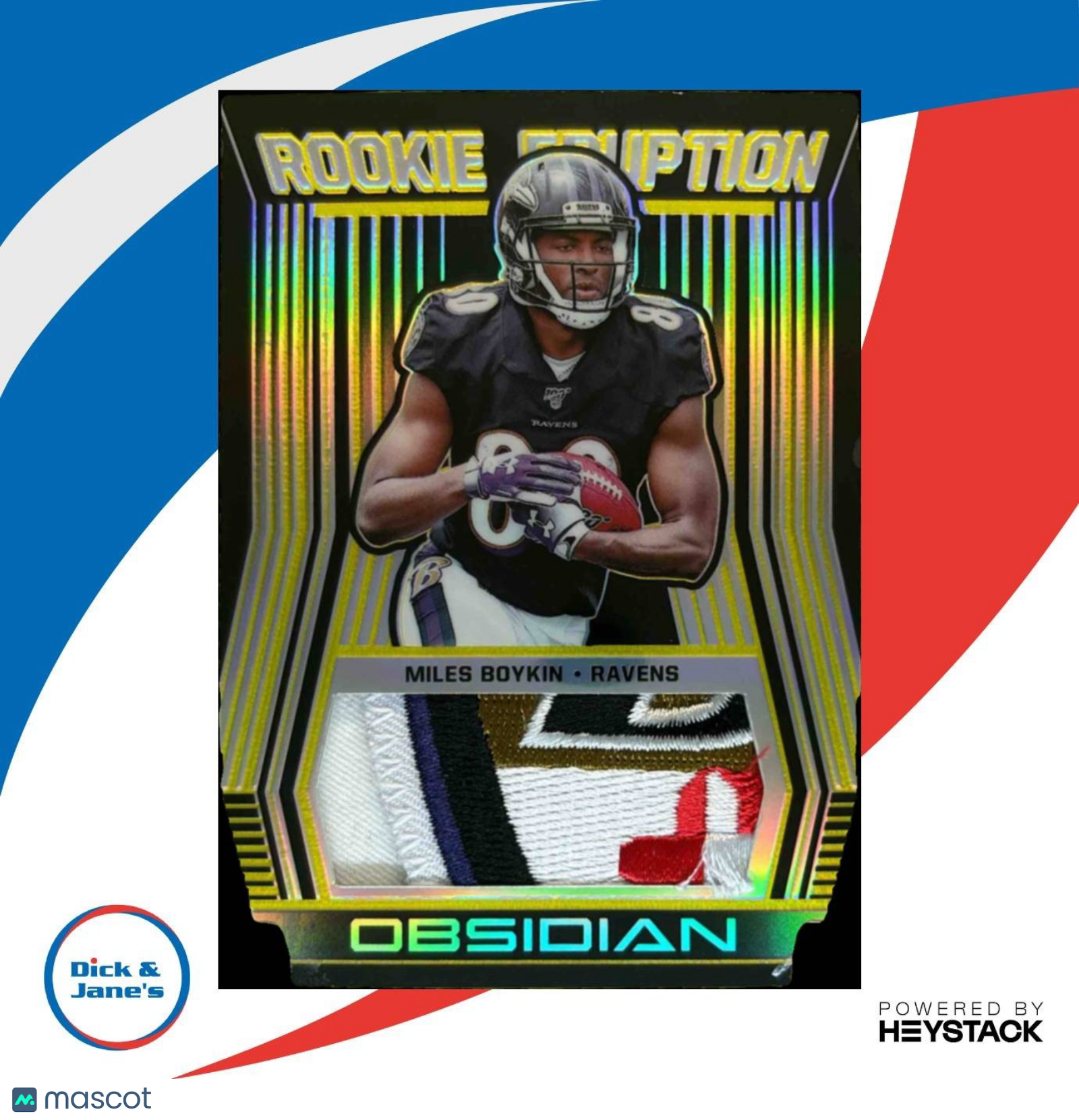 2019 Obsidian Miles Boykin Rookie Eruption Electric Etch Yellow /10 Ravens - Sports Cards