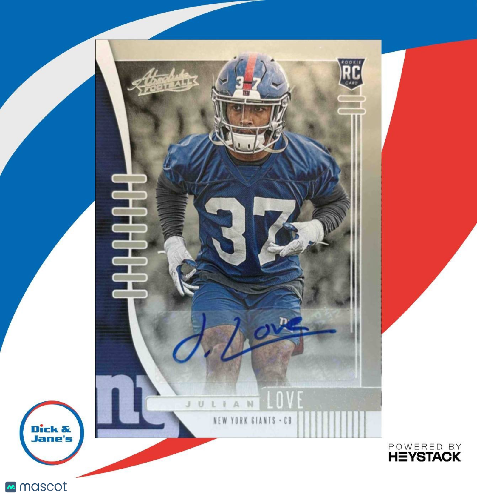 2019 Panini Absolute Julian Love Signature Rookies #176 RC Auto New York Giants - Sports Cards