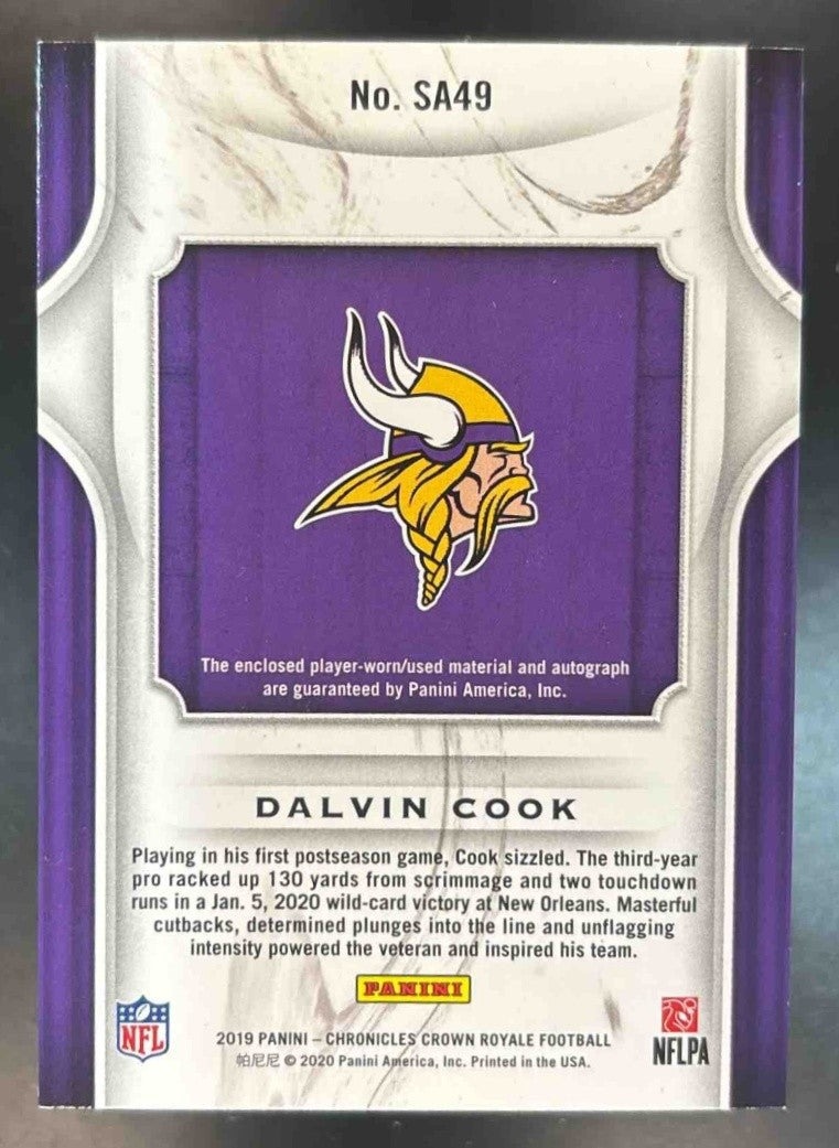 2019 Panini Chronicles Dalvin Cook Crown Royale Silhouette Auto /99 SA49 Vikings - Sports Cards