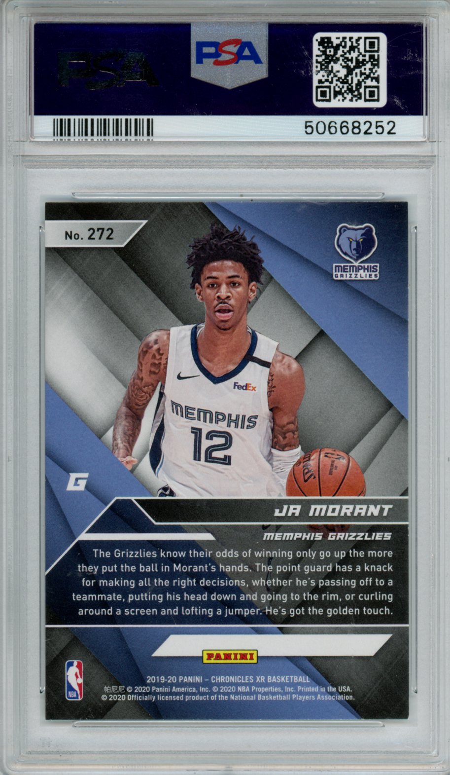 2019 Panini Chronicles Ja Morant Rookie #272 PSA 9 Memphis Grizzlies - Graded Sports Cards