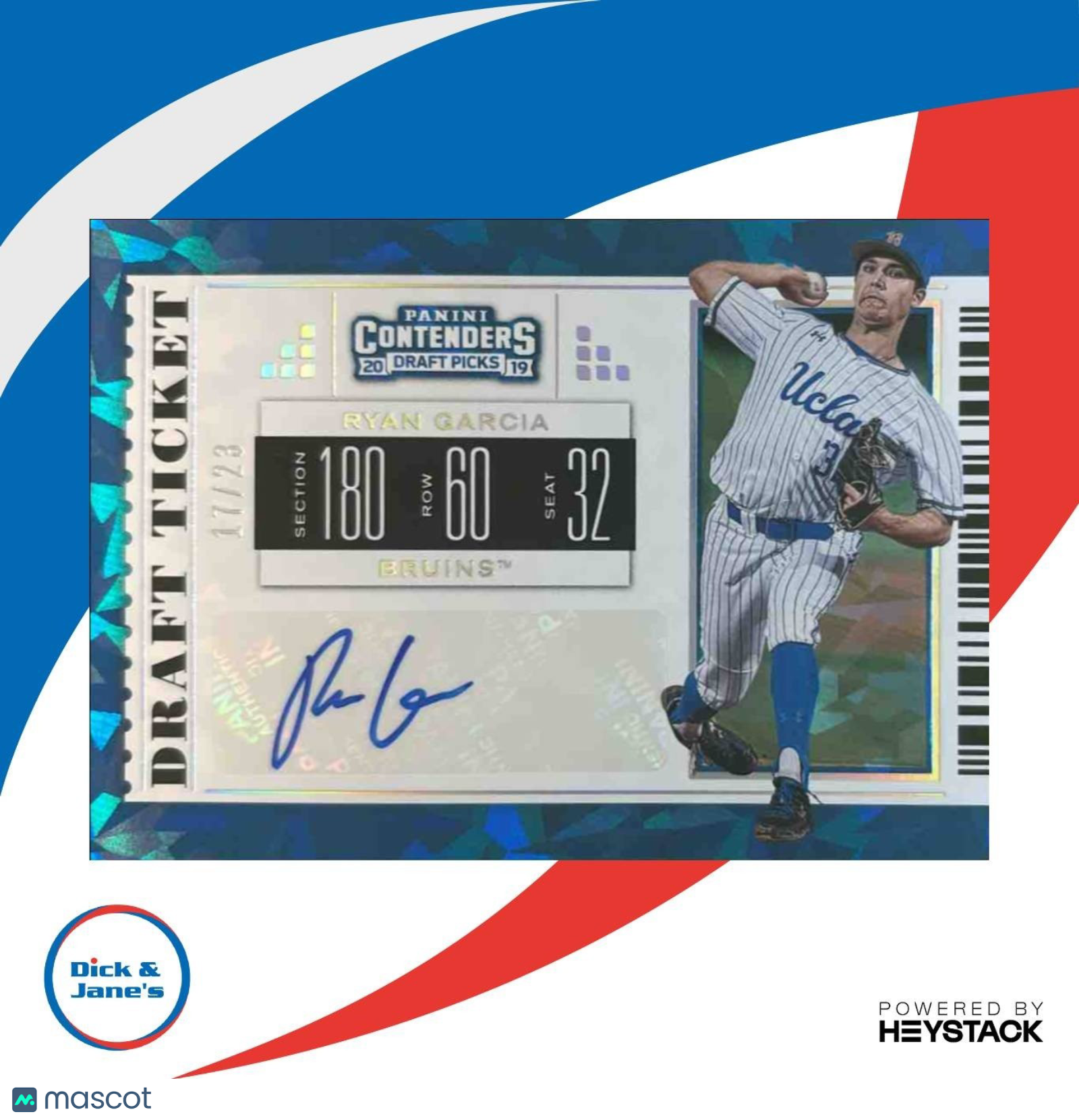 2019 Panini Contenders Collegiate Ryan Garcia Auto Cracked Ice /23 #42 Bruins - Sports Cards