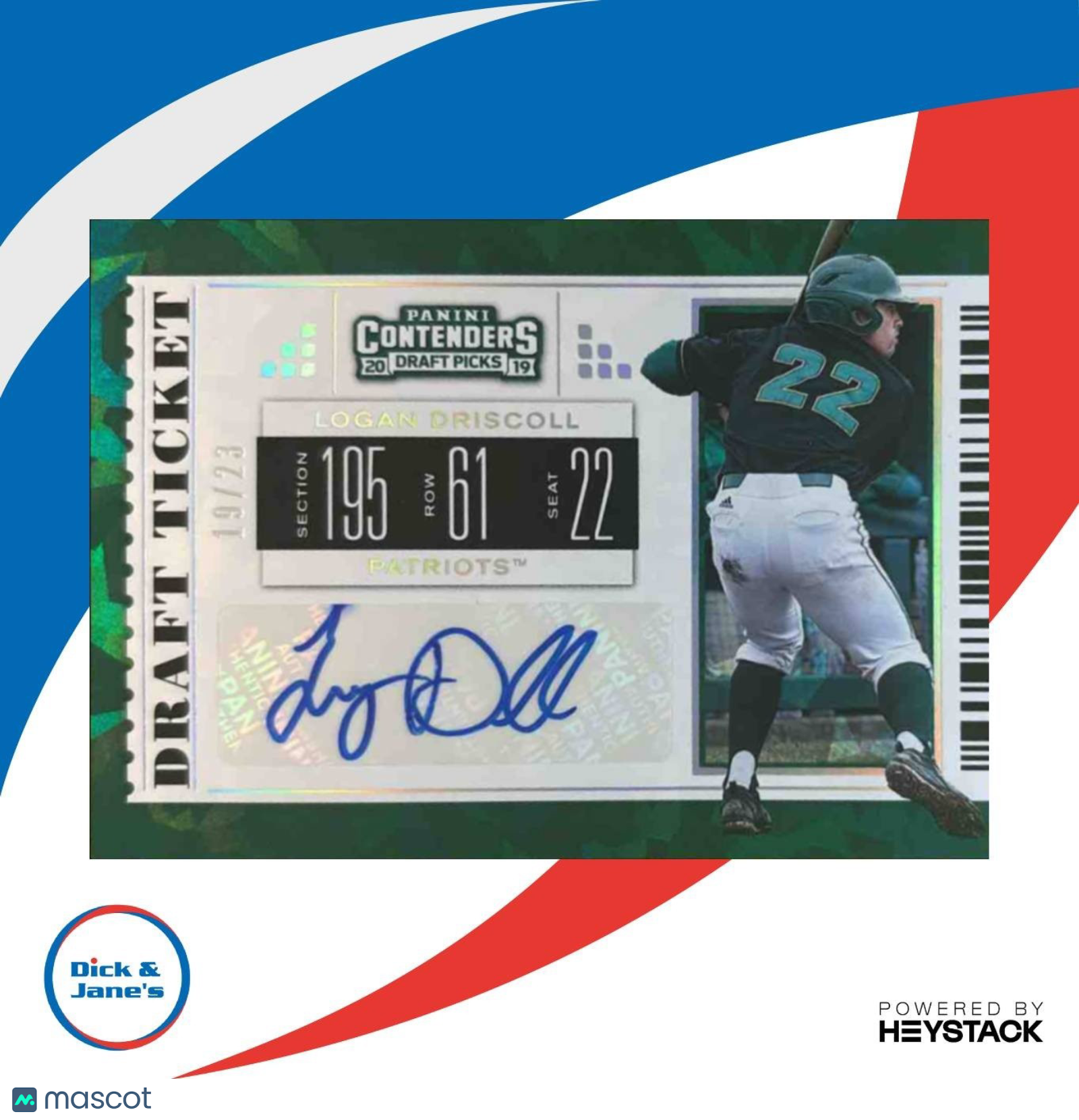 2019 Panini Contenders Draft Picks Collegiate Logan Driscoll Ticket Auto /23 #30 - Sports Cards