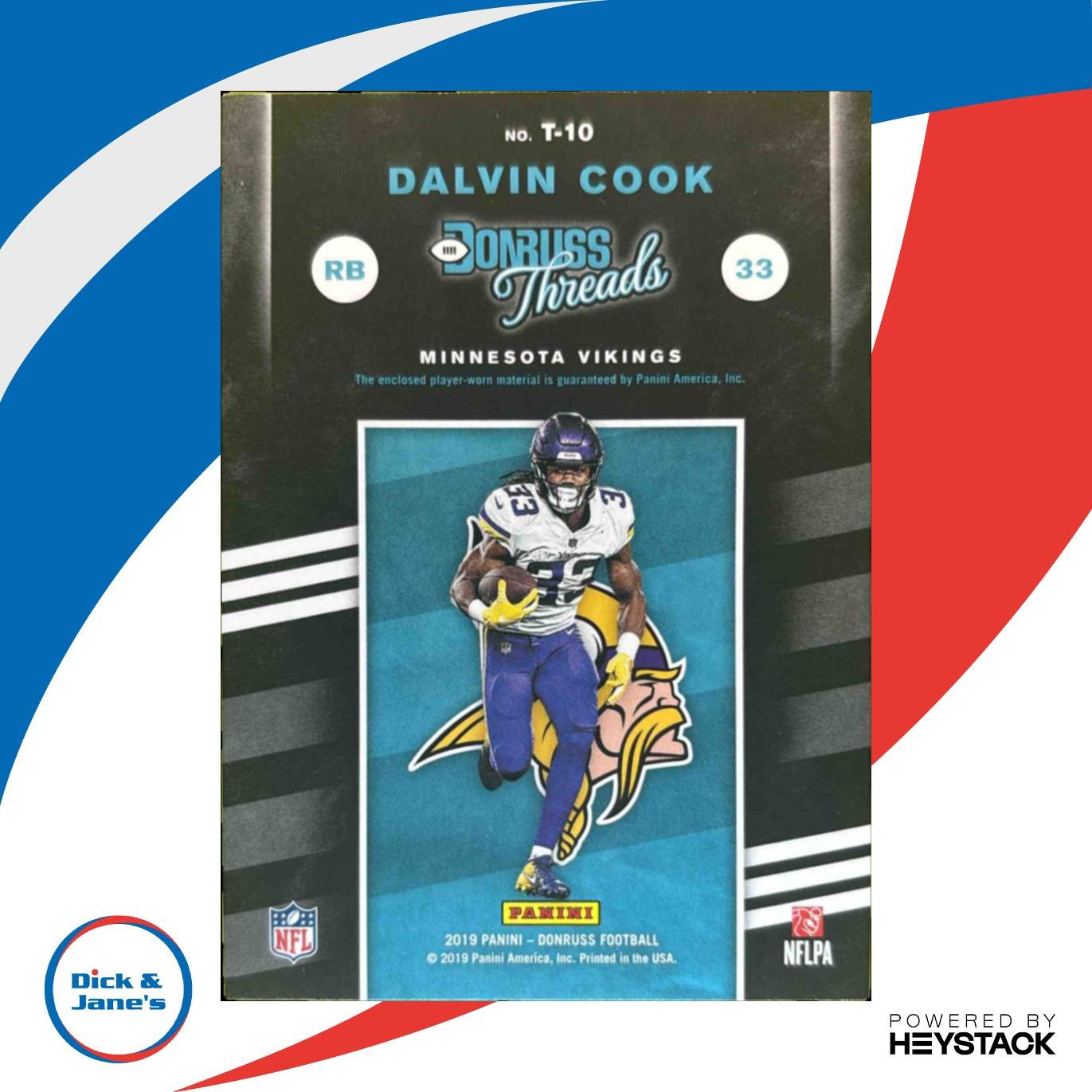 2019 Panini Donruss Dalvin Cook Threads #T-10 Minnesota Vikings - Sports Cards
