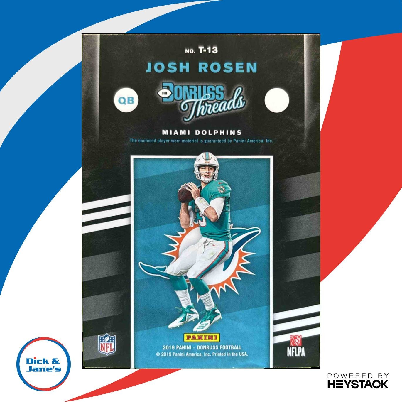 2019 Panini Donruss Josh Rosen Threads #T-13 Miami Dolphins - Sports Cards
