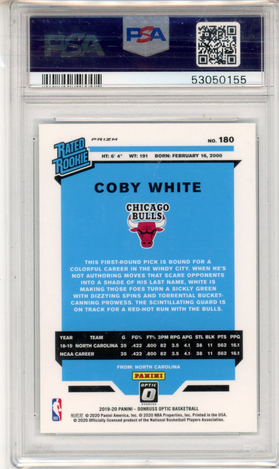 2019 Panini Donruss Optic Coby White Fanatics #180 PSA 10 - Graded Sports Cards