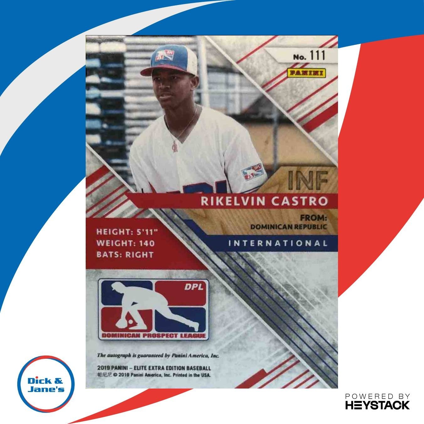 2019 Panini Elite Extra Edition Rikelvin Castro Auto #111 - Sports Cards