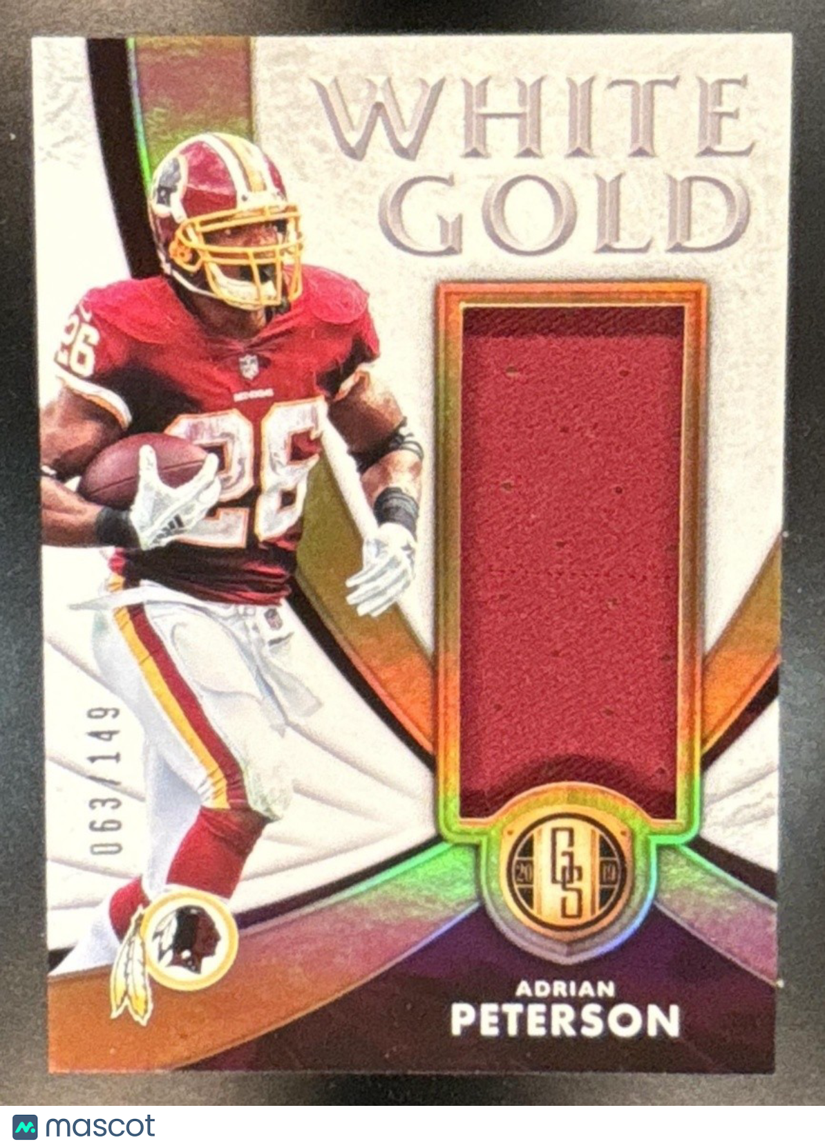2019 Panini Gold Standard Adrian Peterson White Gold Patch /149 Redskins - Sports Cards