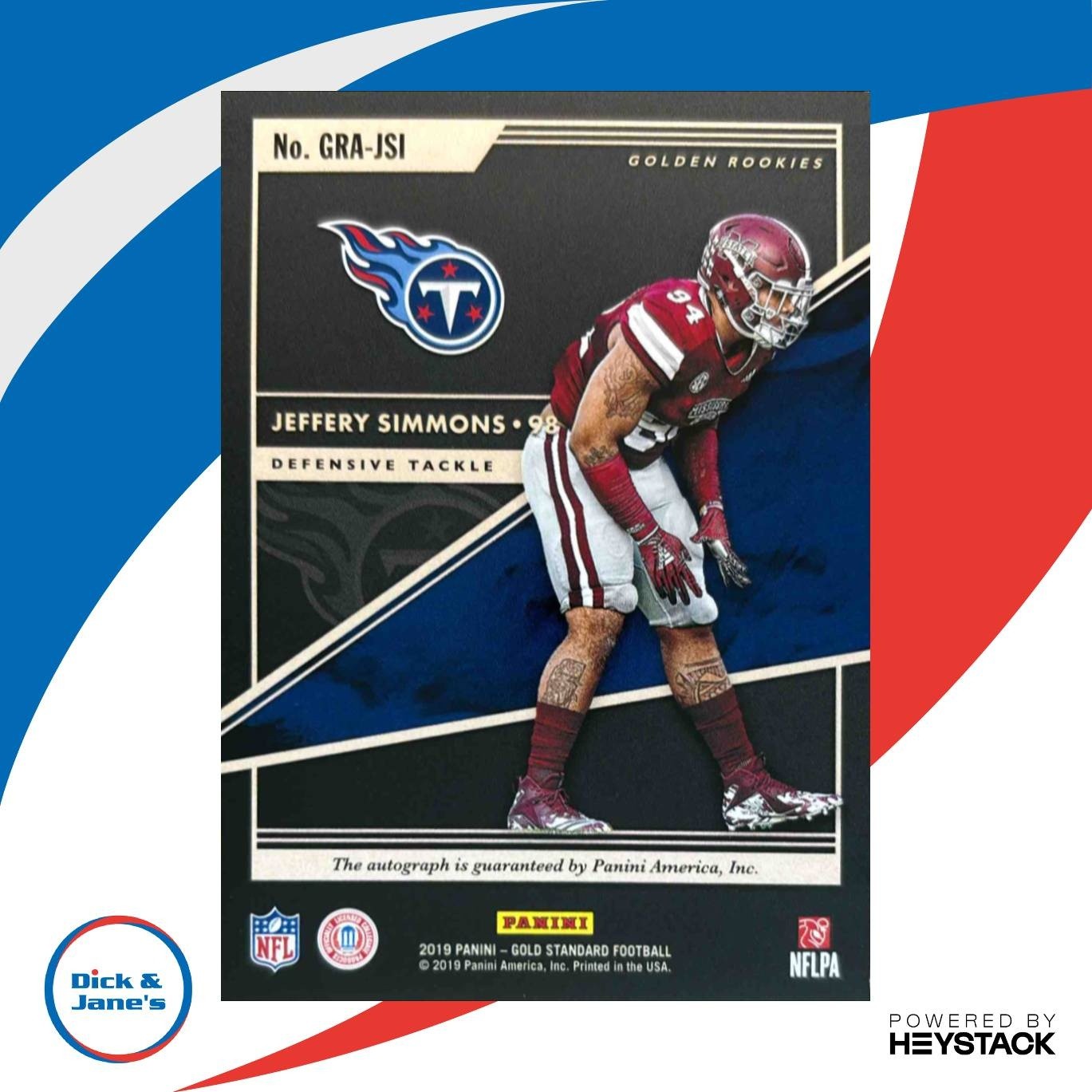 2019 Panini Gold Standard Jeffery Simmons Golden Rookies Auto /199 Titans - Sports Cards