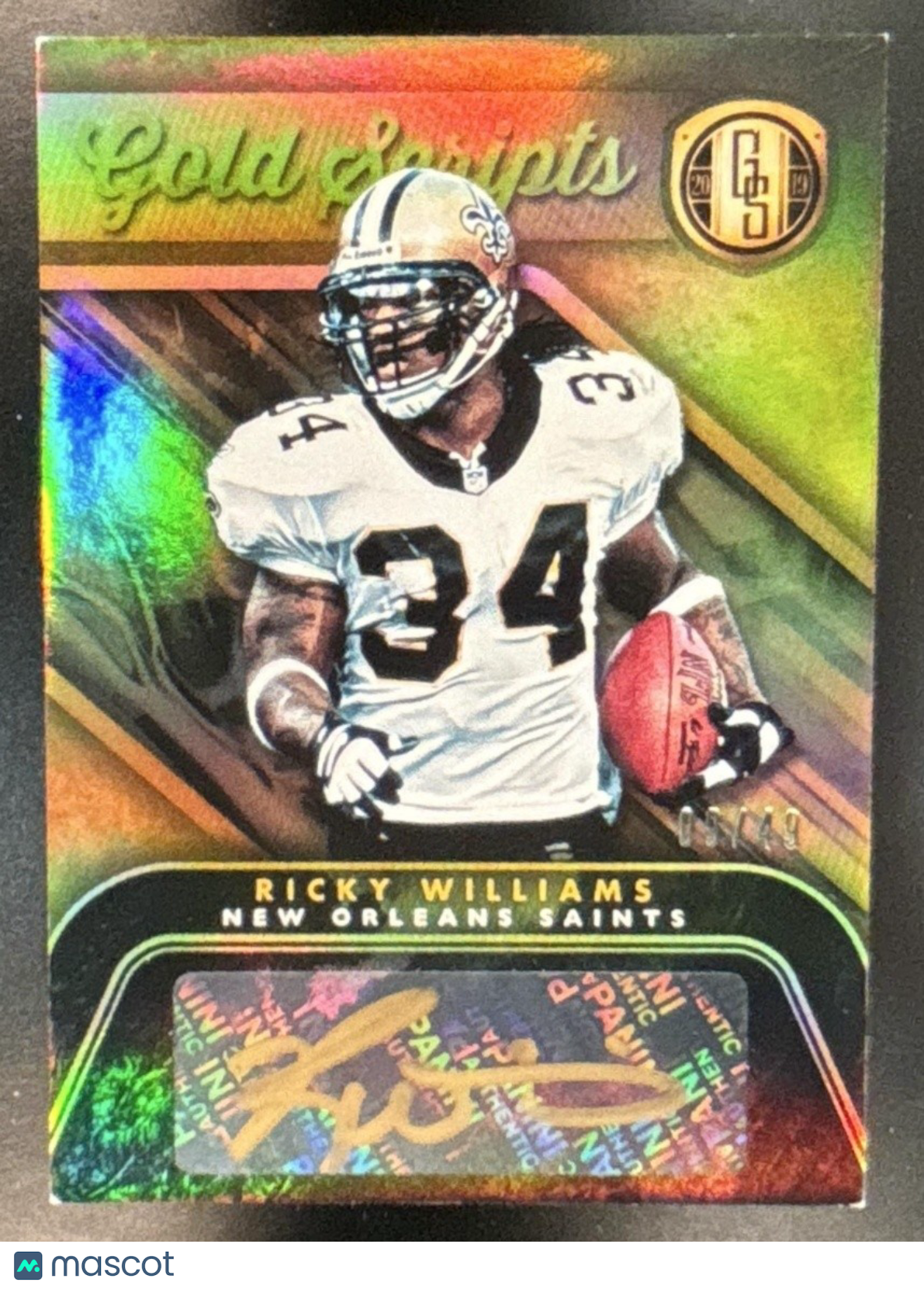 2019 Panini Gold Standard Ricky Williams Gold Script Auto /49 New Orleans Saints - Sports Cards
