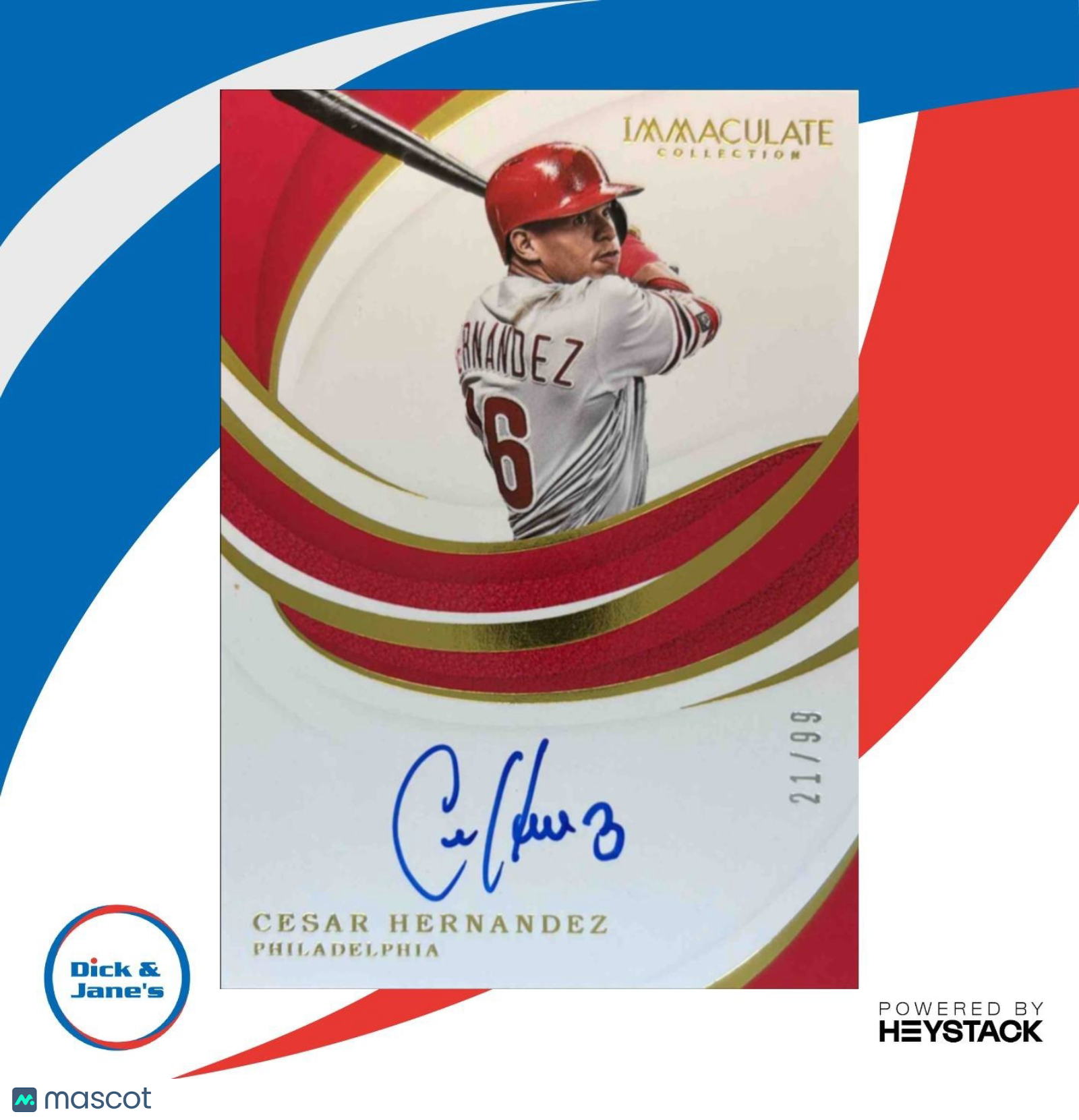 2019 Panini Immaculate Collection Cesar Hernandez Signatures /99 Phillies - Sports Cards
