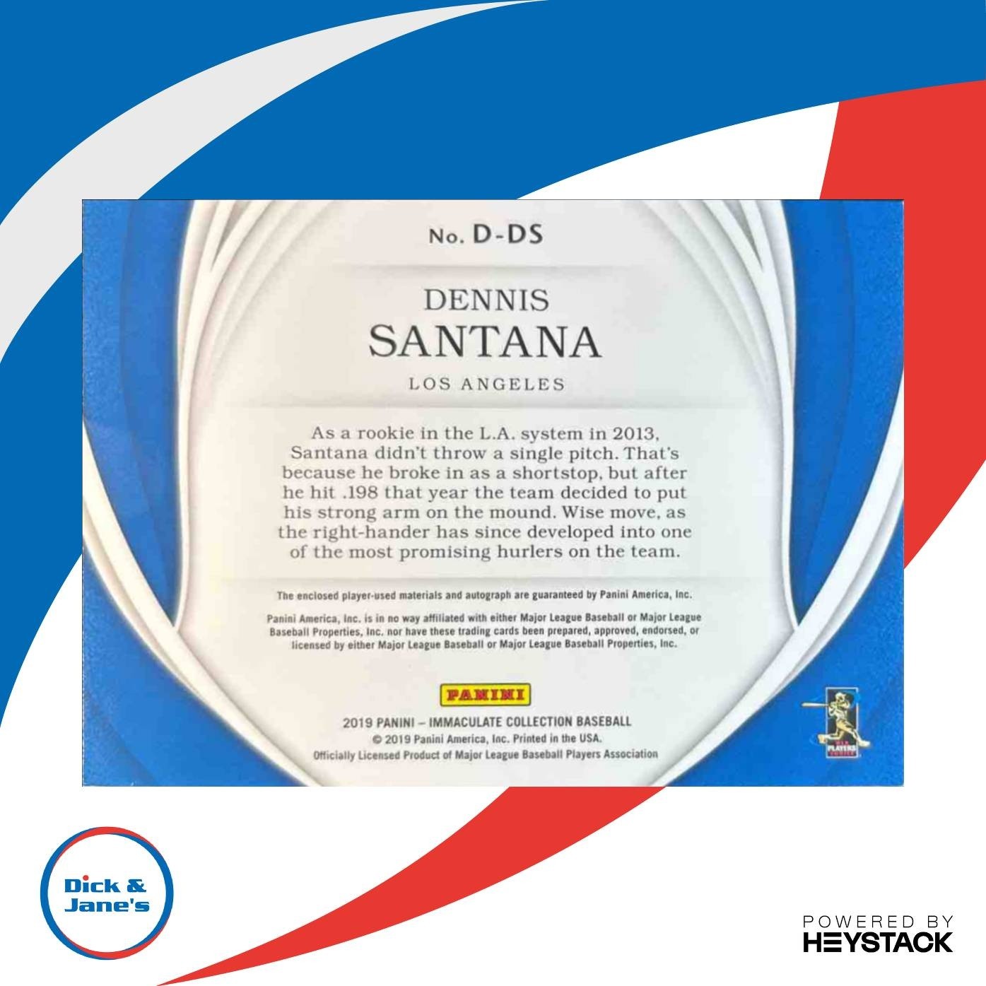 2019 Panini Immaculate Collection Dennis Santana Doubles /99 MEM Auto Dodgers - Sports Cards