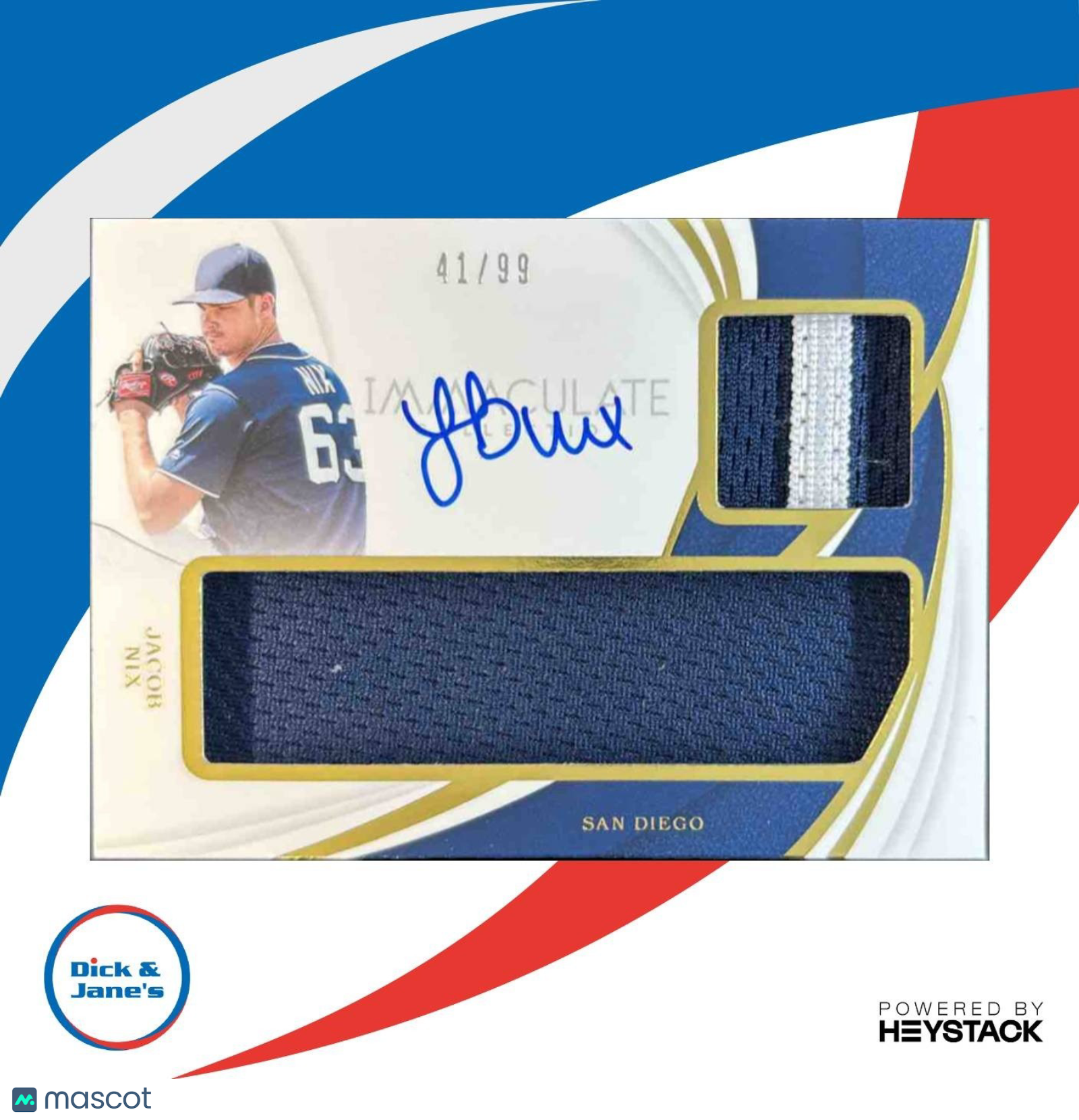 2019 Panini Immaculate Collection Jacob Nix Doubles /99 MEM RC Auto Padres - Sports Cards