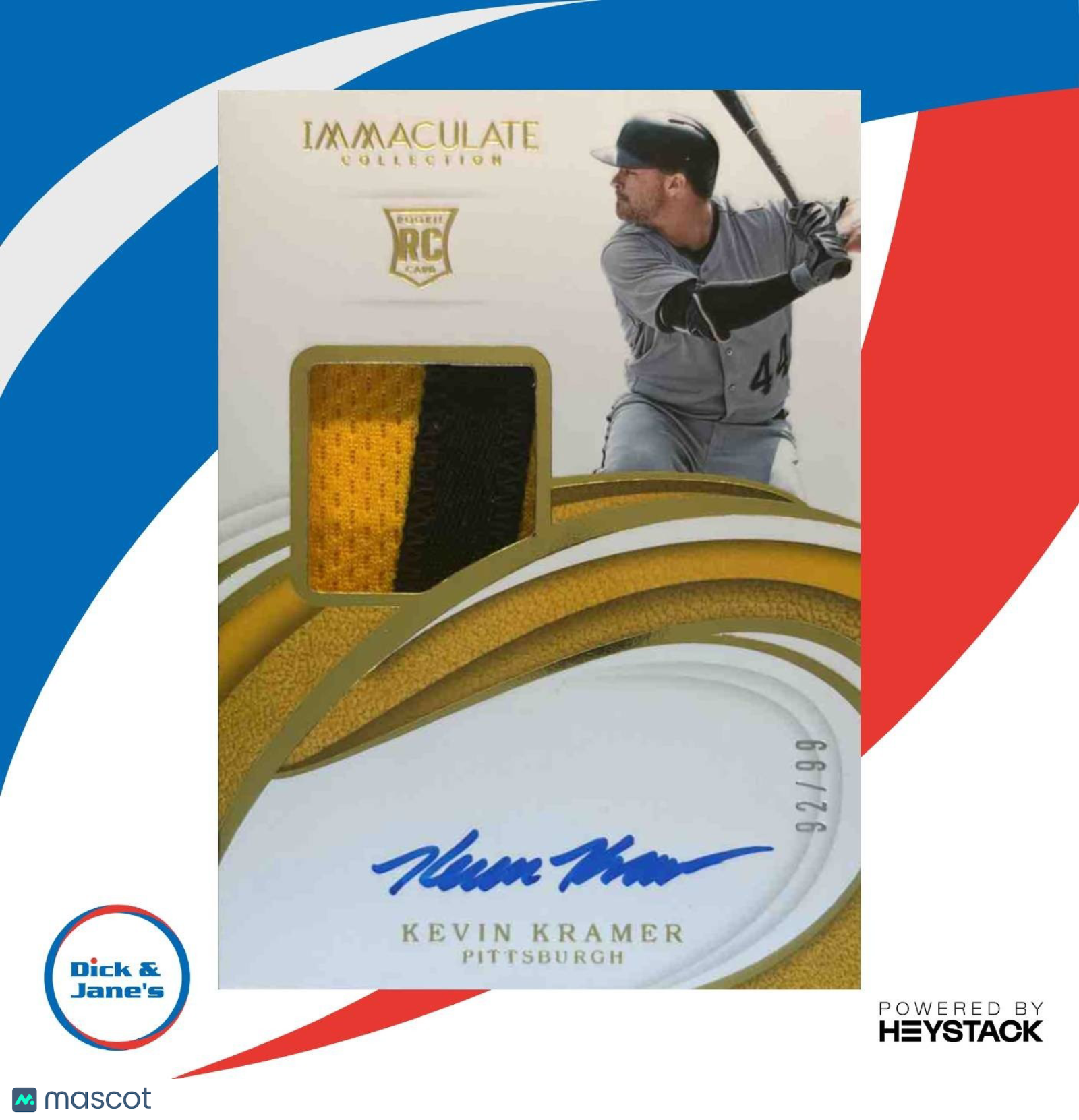 2019 Panini Immaculate Collection Kevin Kramer /99 #10 MEM Auto RC Pirates - Sports Cards