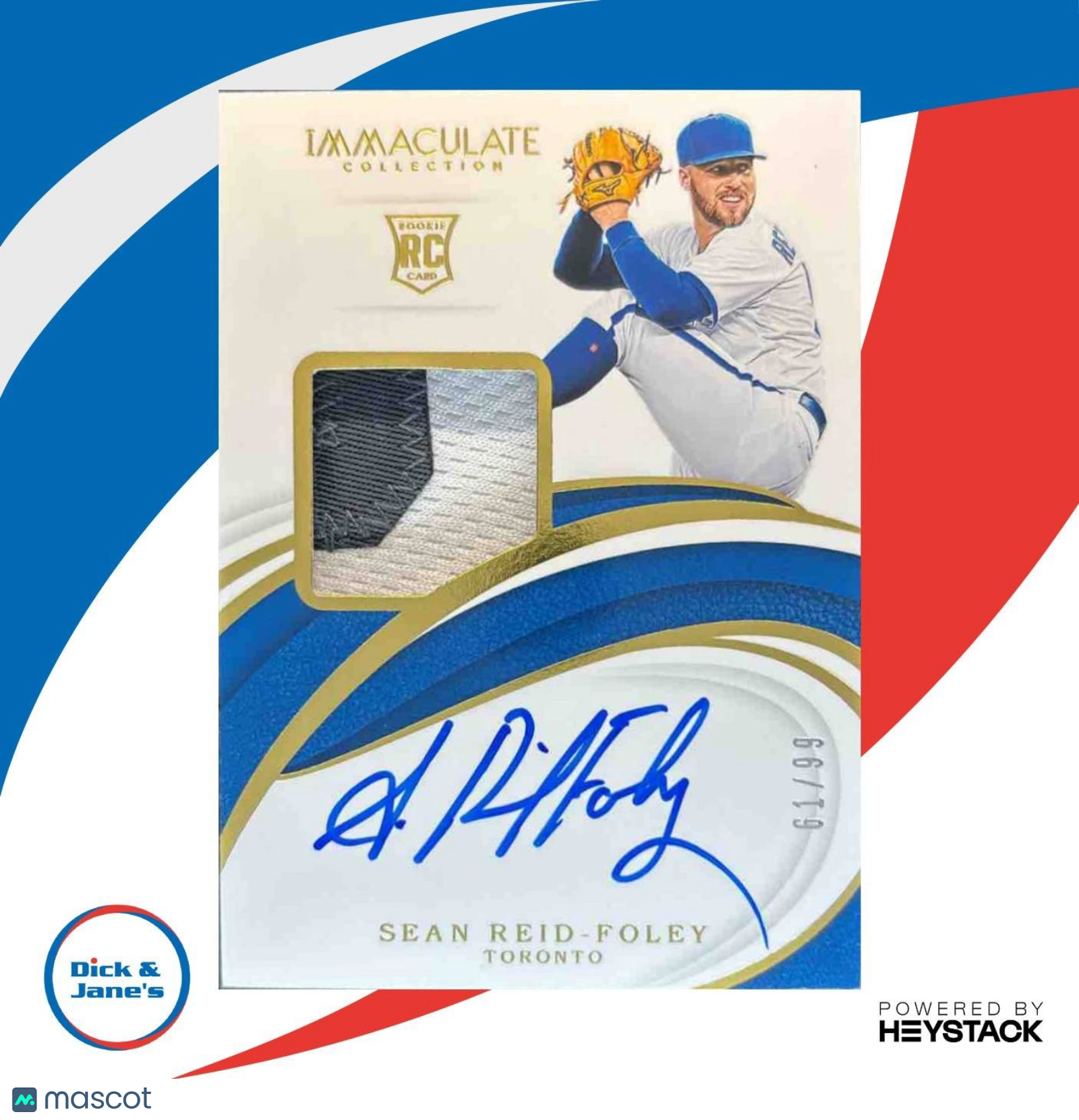 2019 Panini Immaculate Collection Sean Reid-Foley /49 #6 MEM Auto RC Blue Jays - Sports Cards