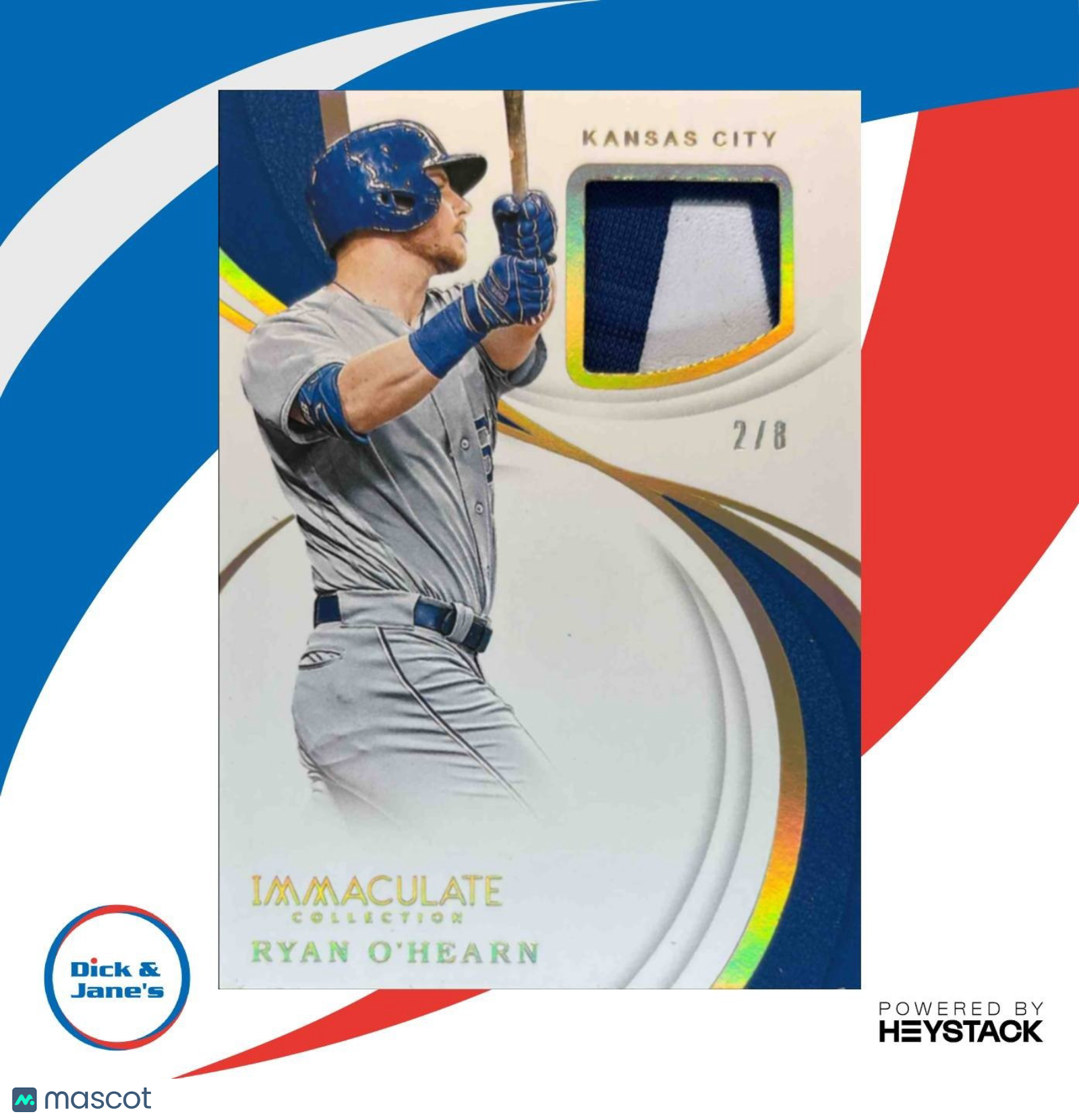 2019 Panini Immaculate Immaculate Swatches Ryan O’Hearn /8 Kansas City Royals - Sports Cards