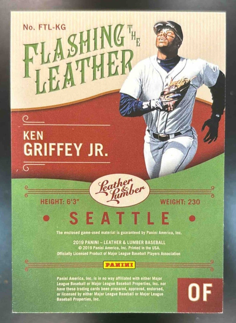 2019 Panini Leather & Lumber Ken Griffey Jr Flashing the Leather /5 MEM Mariners - Sports Cards