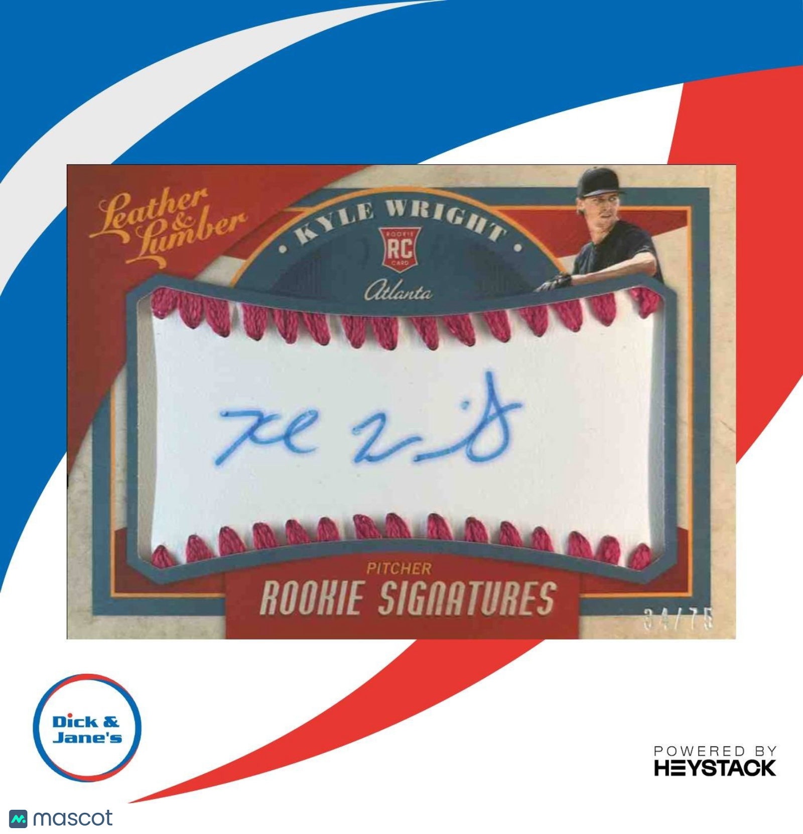 2019 Panini Leather & Lumber Kyle Wright RC Auto Pink /75 Auto Atlanta Braves - Sports Cards