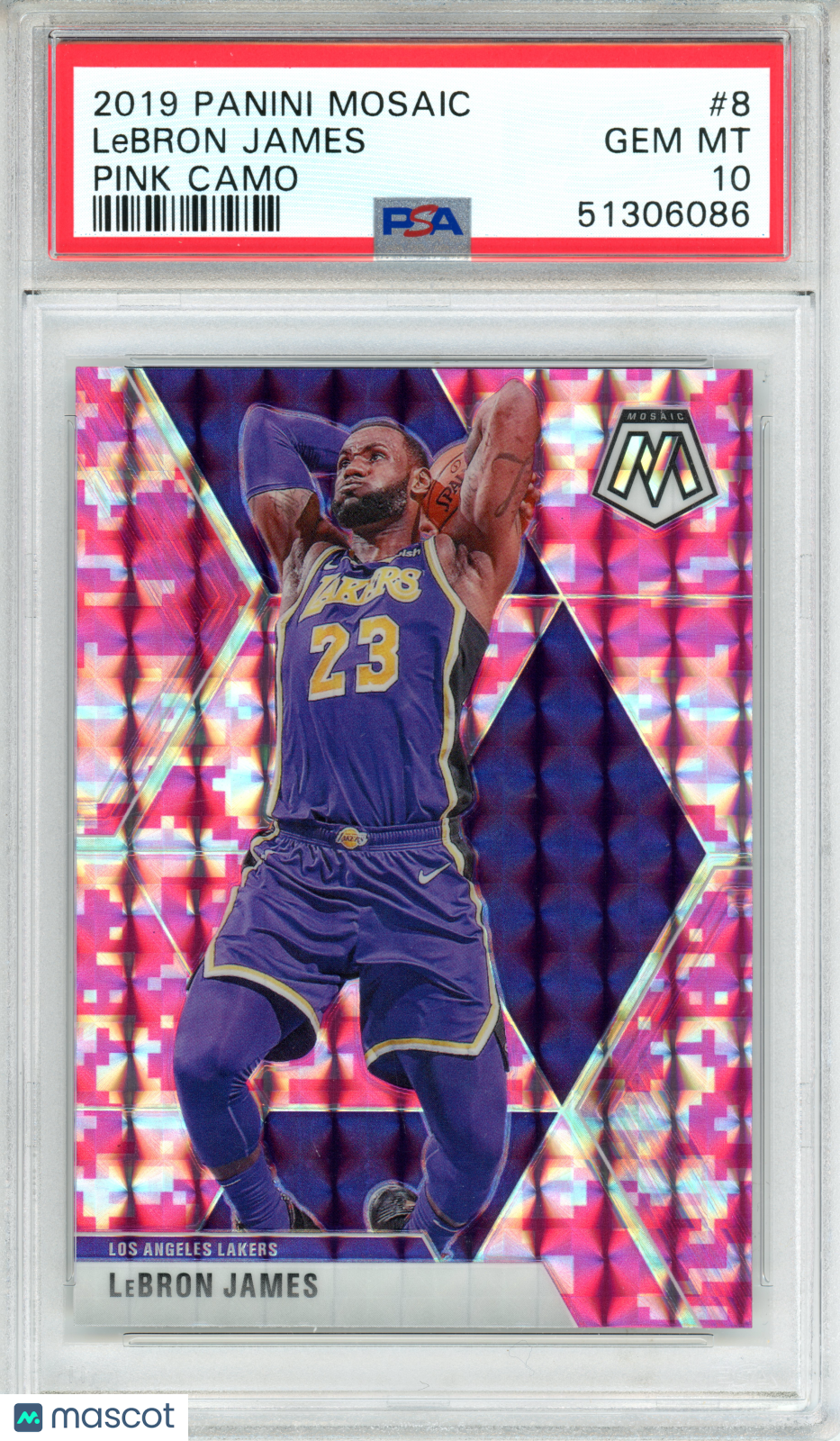 2019 Panini Mosaic LeBron James Pink Camo #8 PSA 10 GEM MINT Los Angeles Lakers - Graded Sports Cards