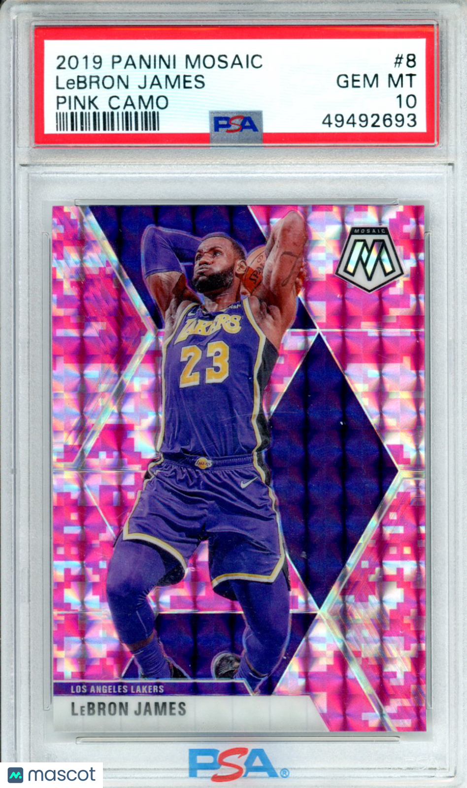 スポーツ選手 Panini Lebron MVP pink camo PSA10 2019 Panini Mosaic LeBron James Pink Camo #8 PSA 10