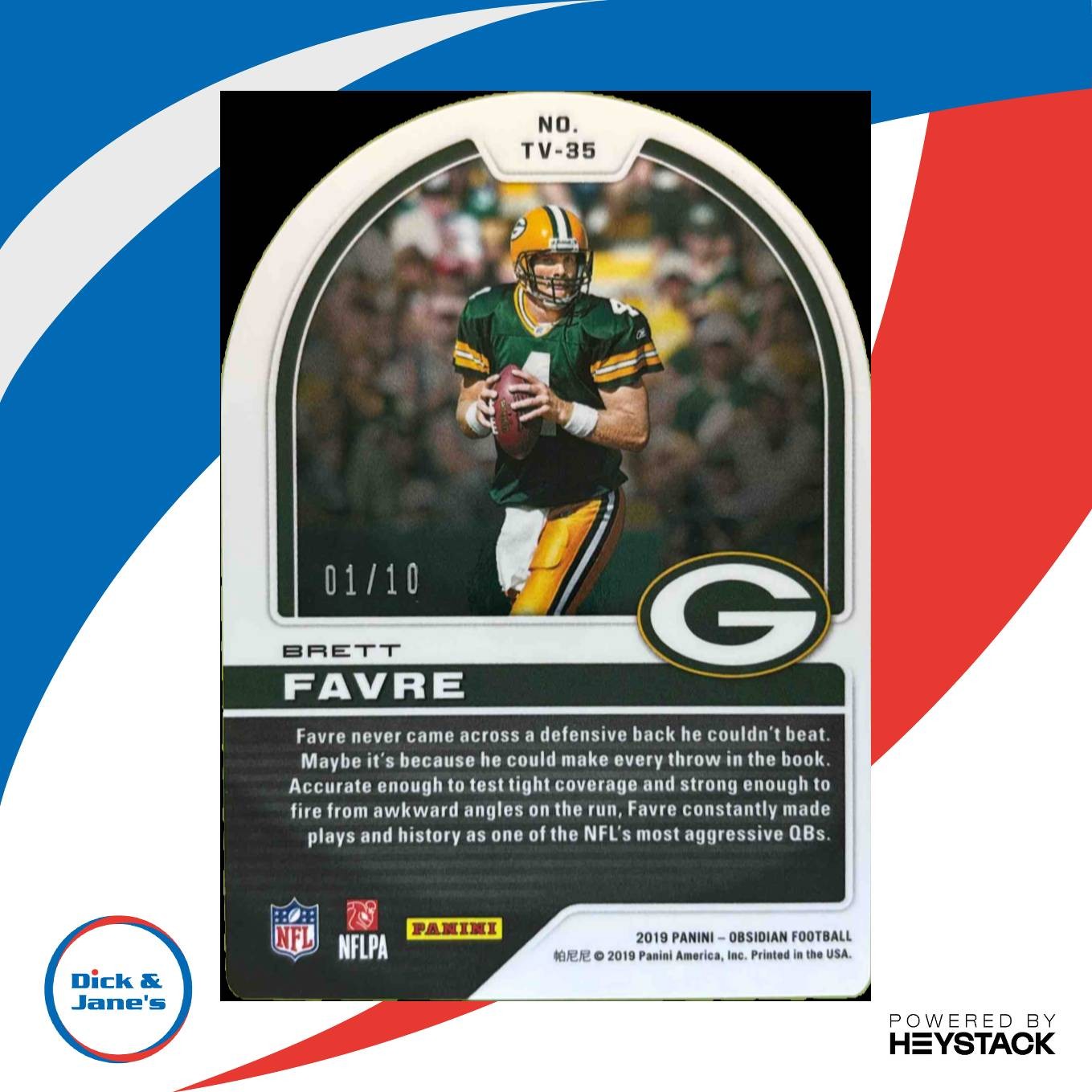 2019 Panini Obsidian Brett Favre Tunnel Vision Electric Etch Yellow 1/10 Packers - Sports Cards