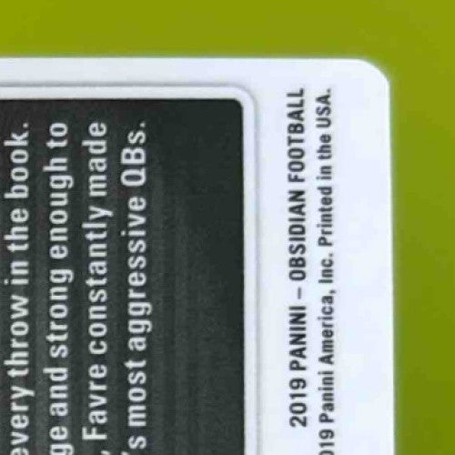 2019 Panini Obsidian Brett Favre Tunnel Vision Electric Etch Yellow 1/10 Packers - Sports Cards