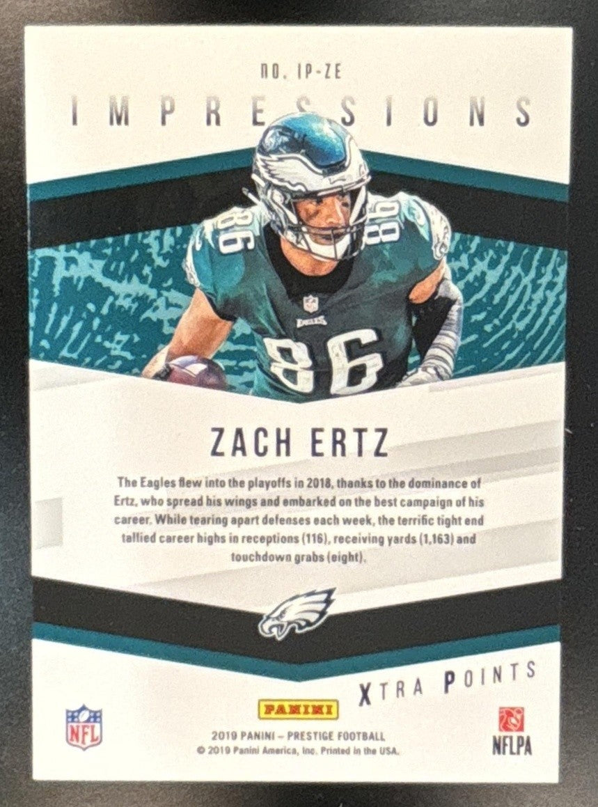 2019 Panini Prestige Zach Ertz Impressions Platinum 10/10 Philadelphia Eagles - Sports Cards