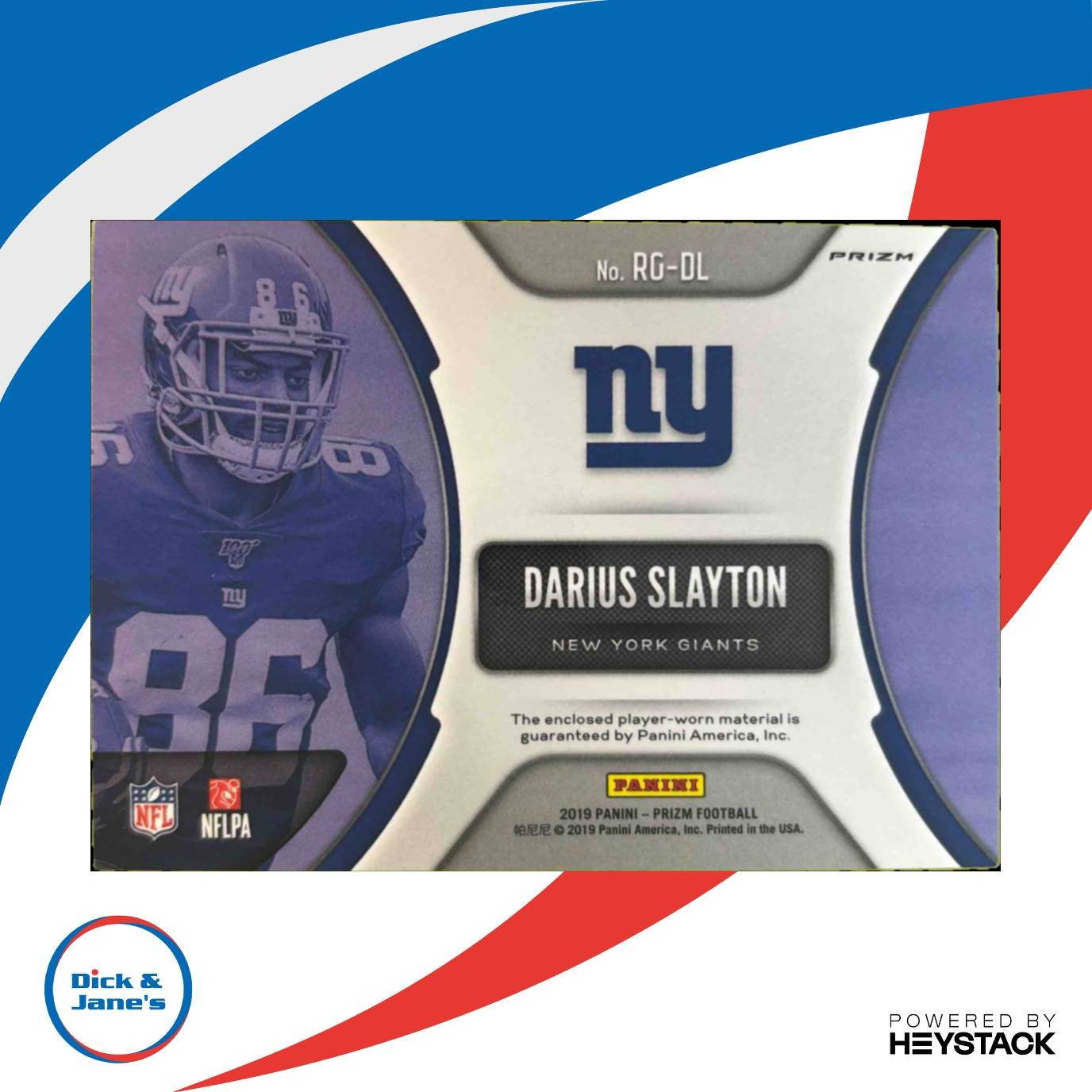 2019 Panini Prizm Darius Slayton Rookie Gear #RG-DL RC Denver Broncos - Sports Cards