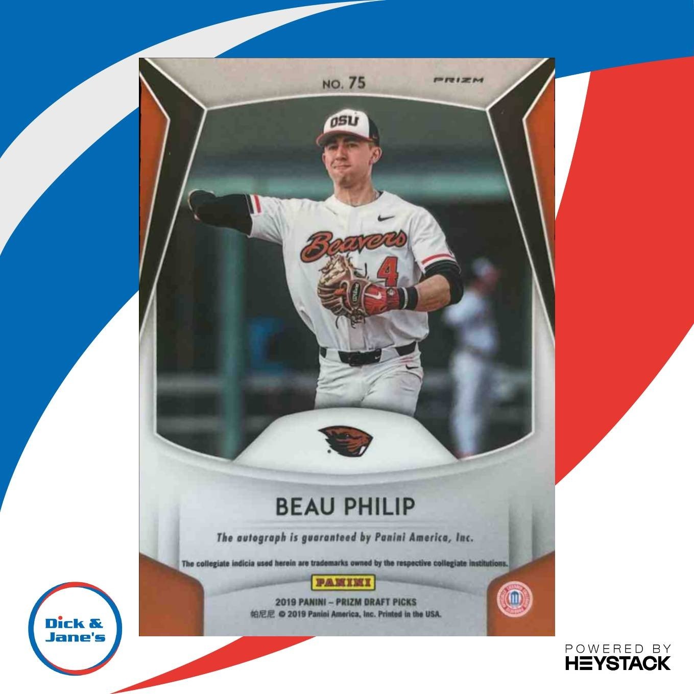 2019 Panini Prizm Draft Picks Beau Philip Auto Silver #75 - Sports Cards