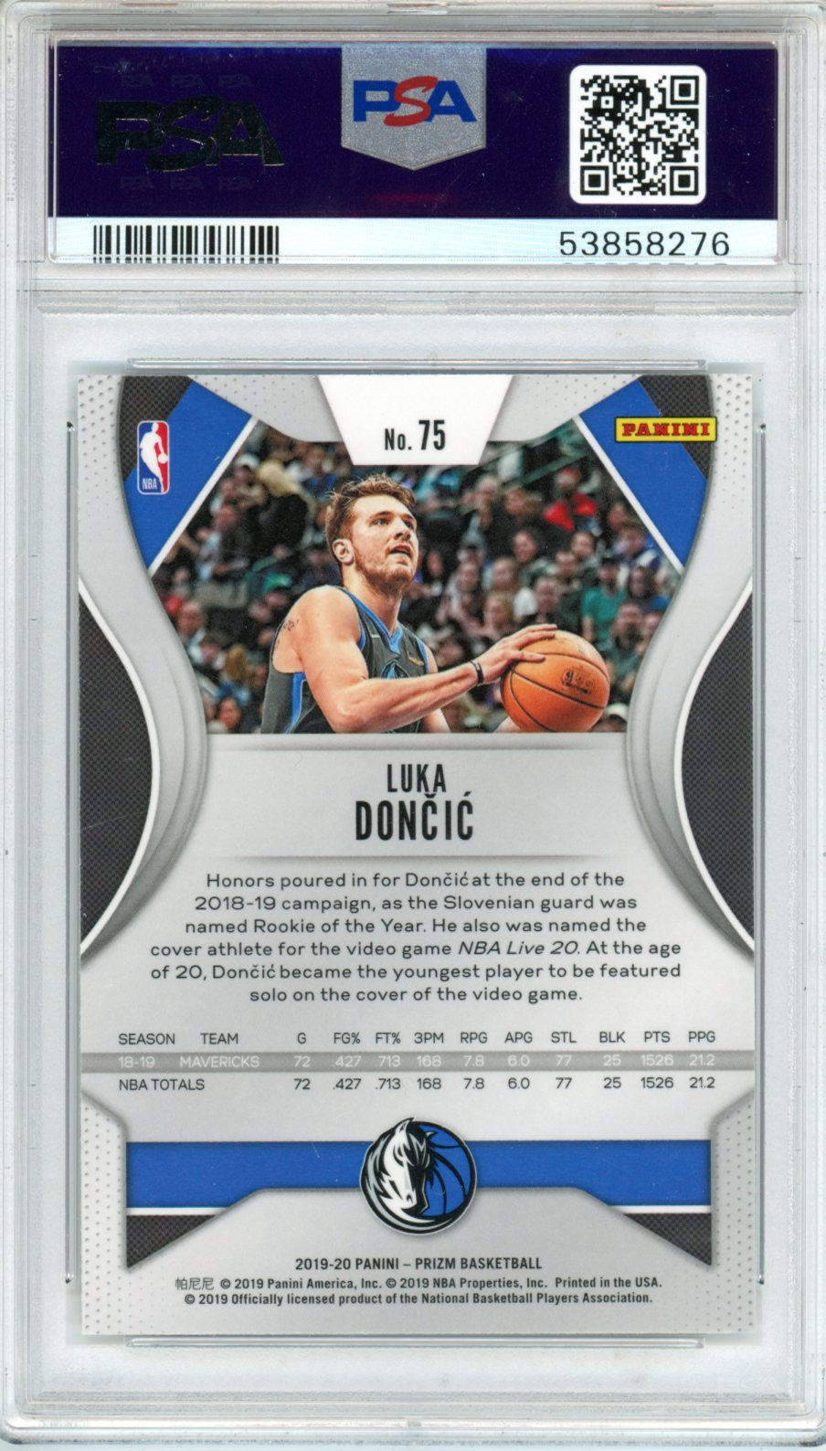 2019 Panini Prizm Luka Doncic #75 PSA 10 GEM MINT Dallas Mavericks - Graded Sports Cards