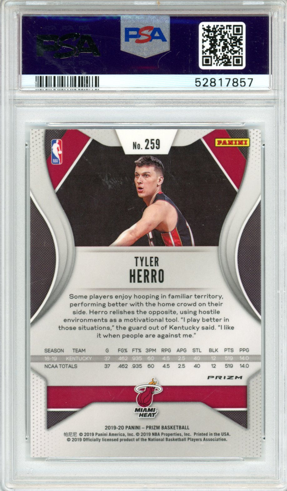 2019 Panini Prizm Tyler Herro Silver #259 PSA 9 - Graded Sports Cards