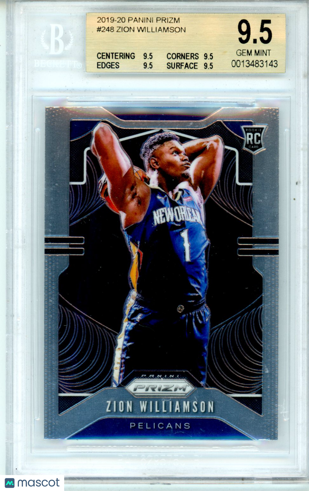 2019 Panini Prizm Zion Williamson Rookie #248 BGS 9.5 GEM MINT 10 - Graded Sports Cards