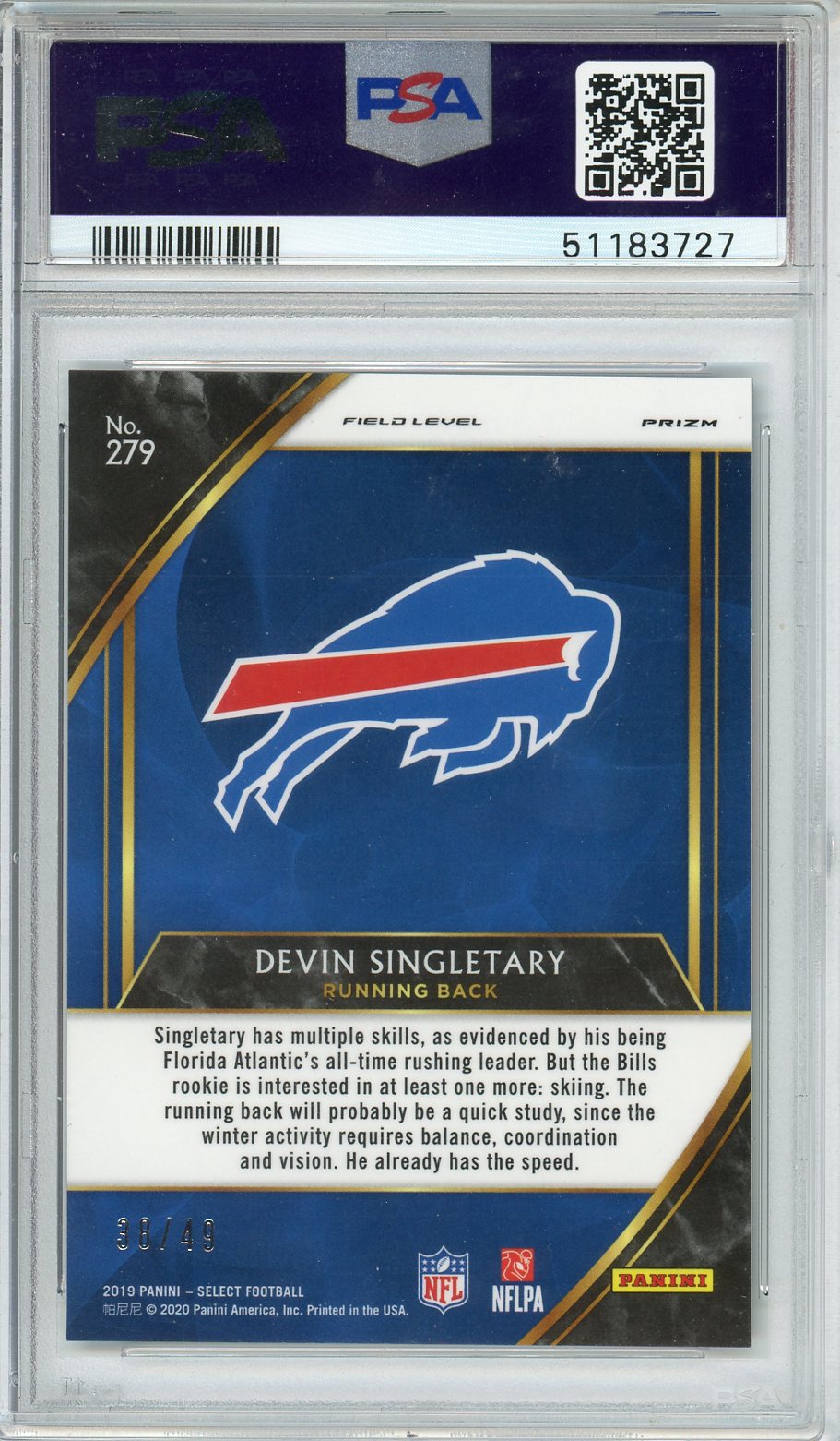 2019 Panini Select Devin Singletary Red Prizm #279 PSA 10 - Graded Sports Cards