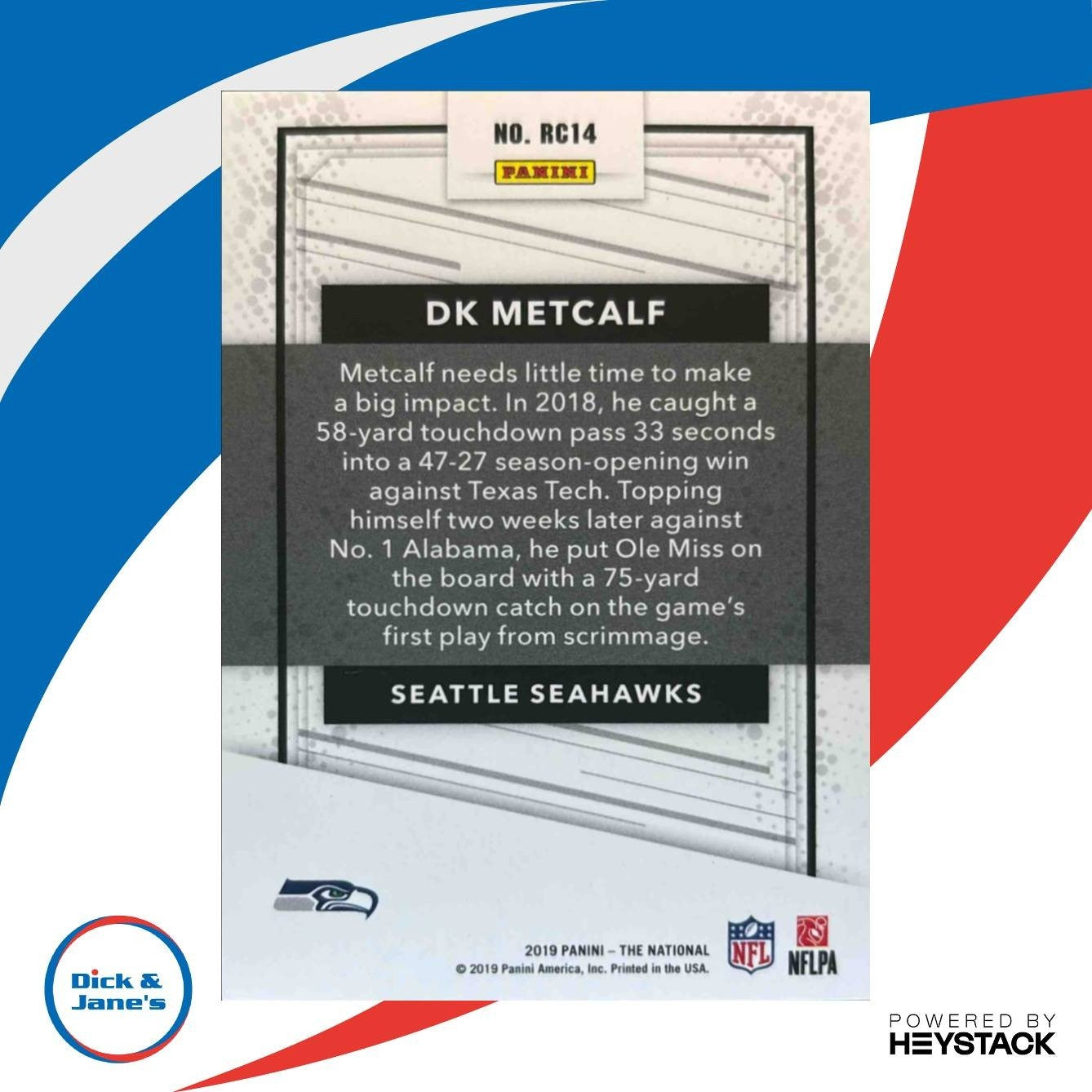 2019 Panini The National DK Metcalf Rookies 38/299 #RC14 Seattle Seahawks - Sports Cards