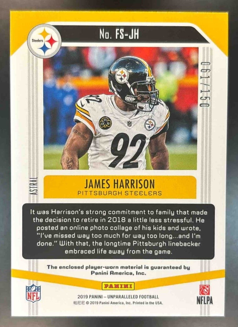2019 Panini Unparalleled James Harrison Feats of Strength Astral /150 Steelers - Sports Cards
